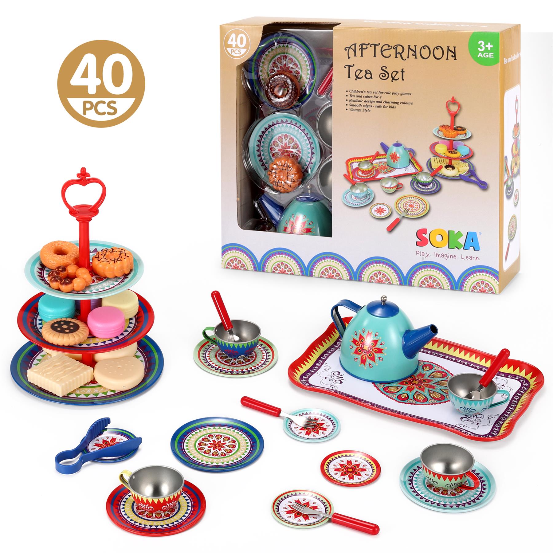 SOKA Vintage Style Kids Afternoon Tea Party Pretend Play Set