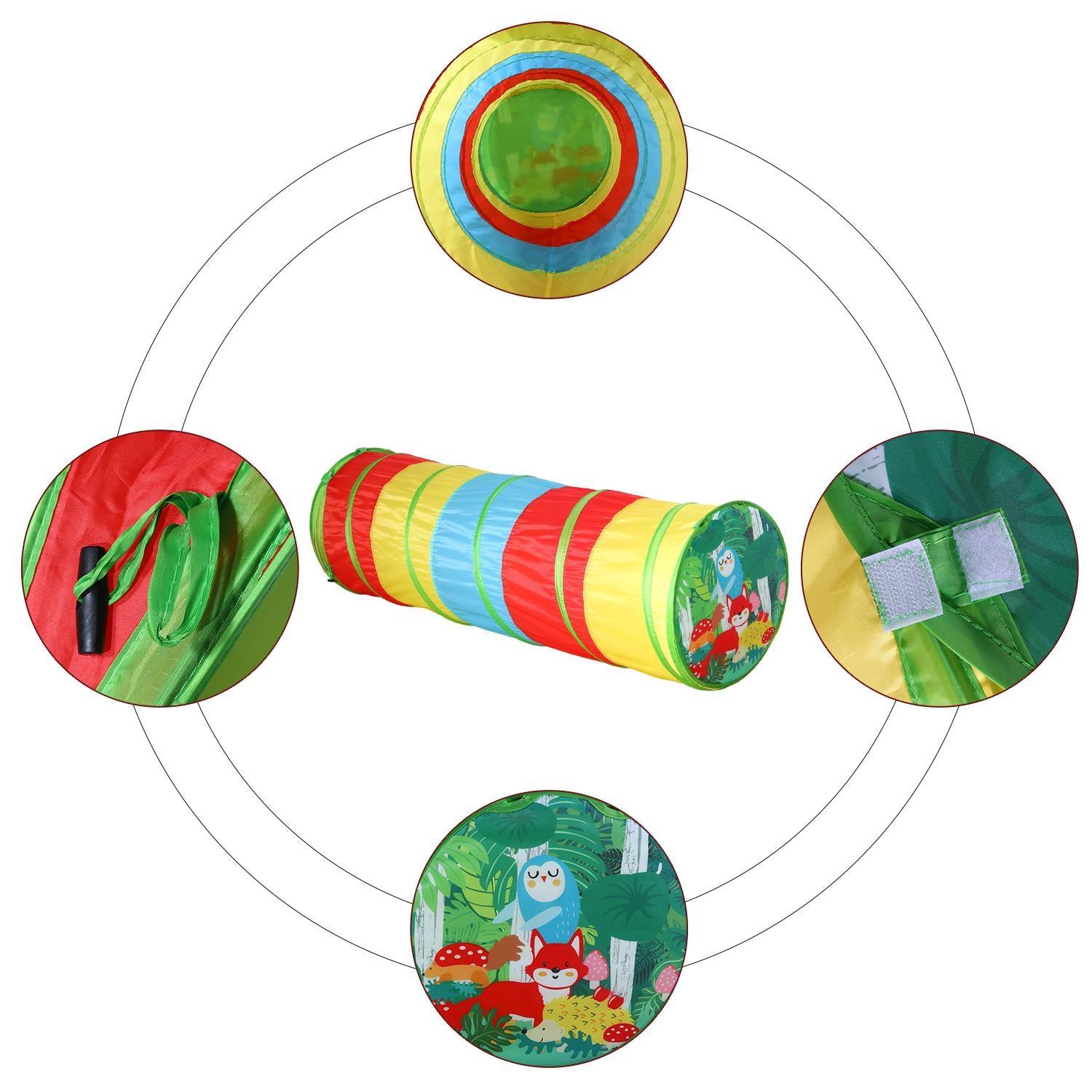 SOKA Play Imagine Learn Multicoloured Pop Up Jungle Play Tunnel for Kids, Indoor or Outdoor, Foldable with Carry Bag