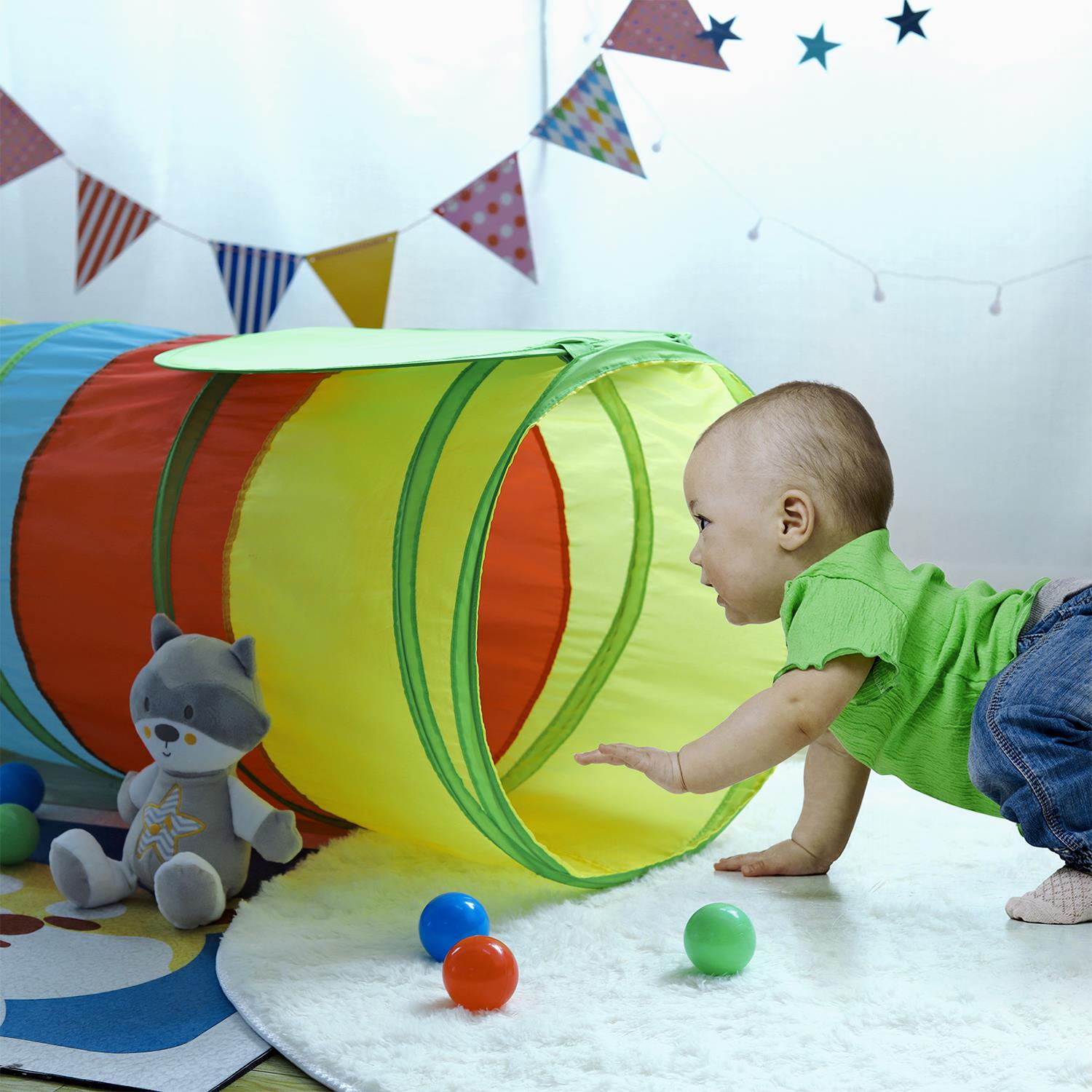 SOKA Play Imagine Learn Multicoloured Pop Up Jungle Play Tunnel for Kids, Indoor or Outdoor, Foldable with Carry Bag