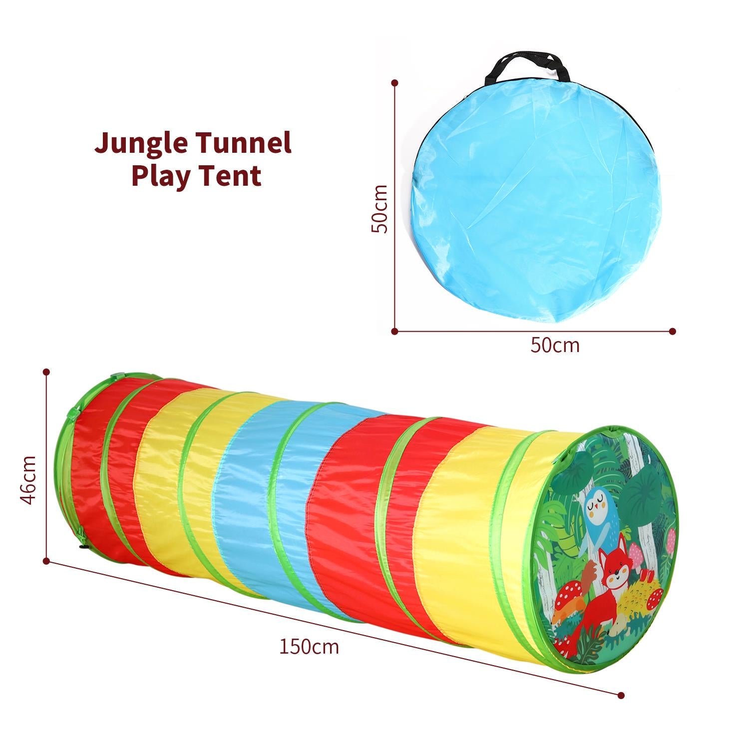 SOKA Play Imagine Learn Multicoloured Pop Up Jungle Play Tunnel for Kids, Indoor or Outdoor, Foldable with Carry Bag