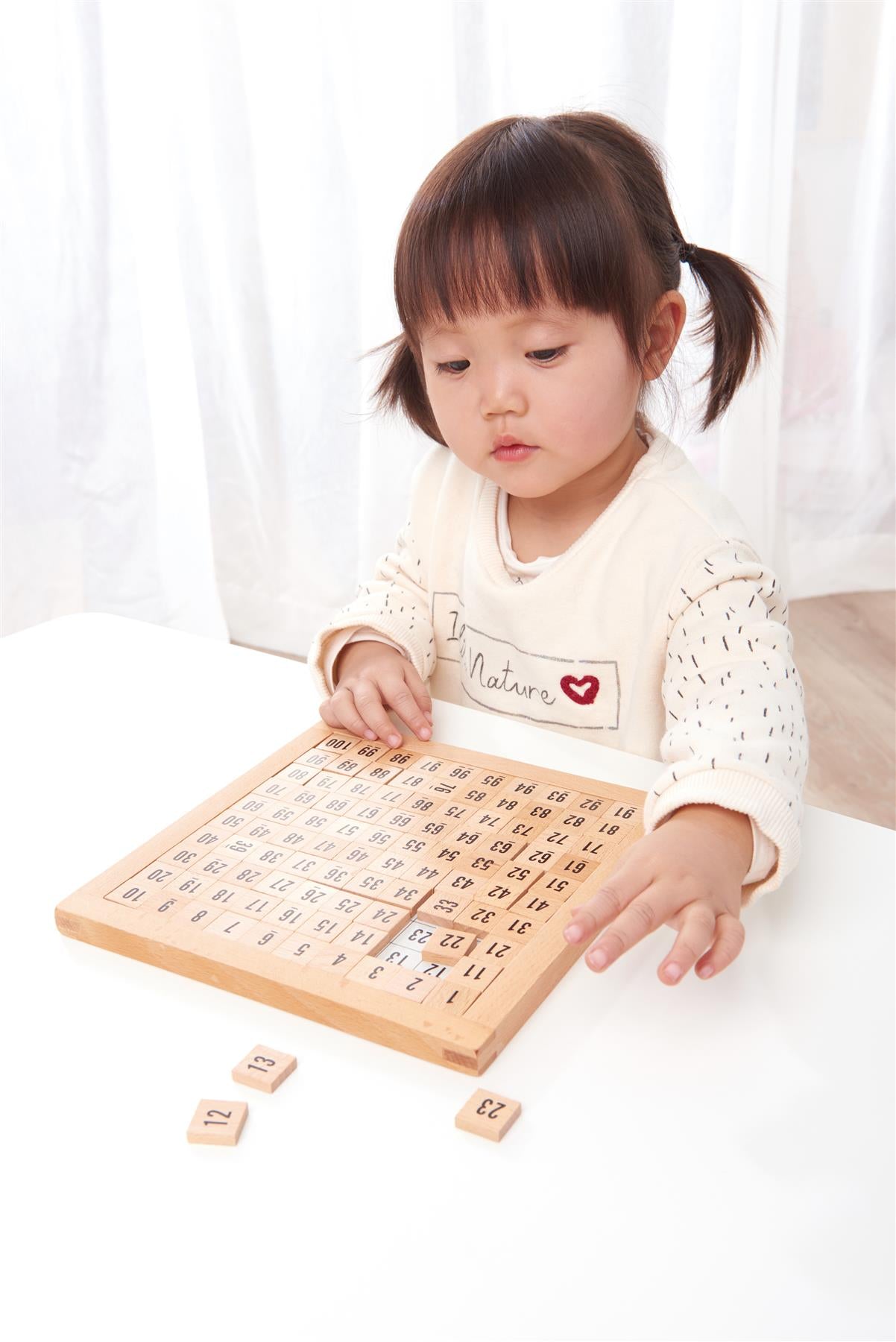 LELIN Wooden Hundred Board Counting Toy with 100-Grid Board, Control Board, Number Squares and Storage Bag