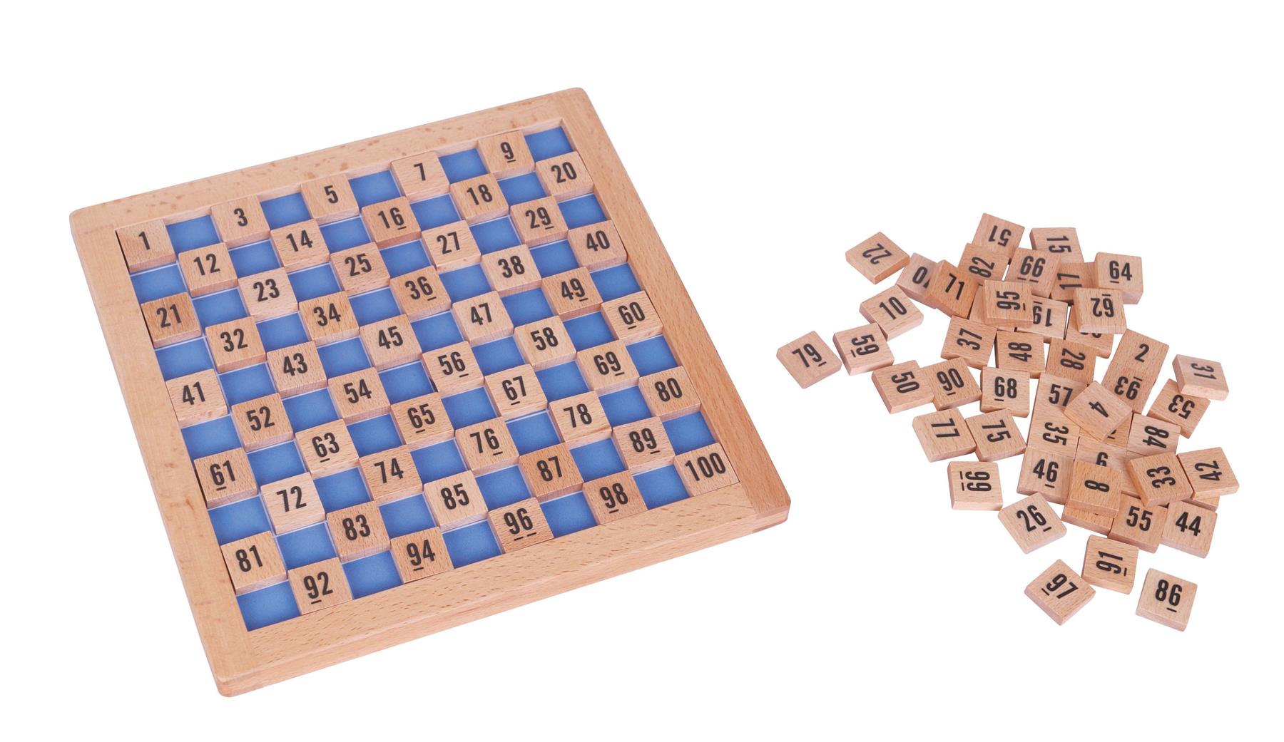 LELIN Wooden Hundred Board Counting Toy with 100-Grid Board, Control Board, Number Squares and Storage Bag