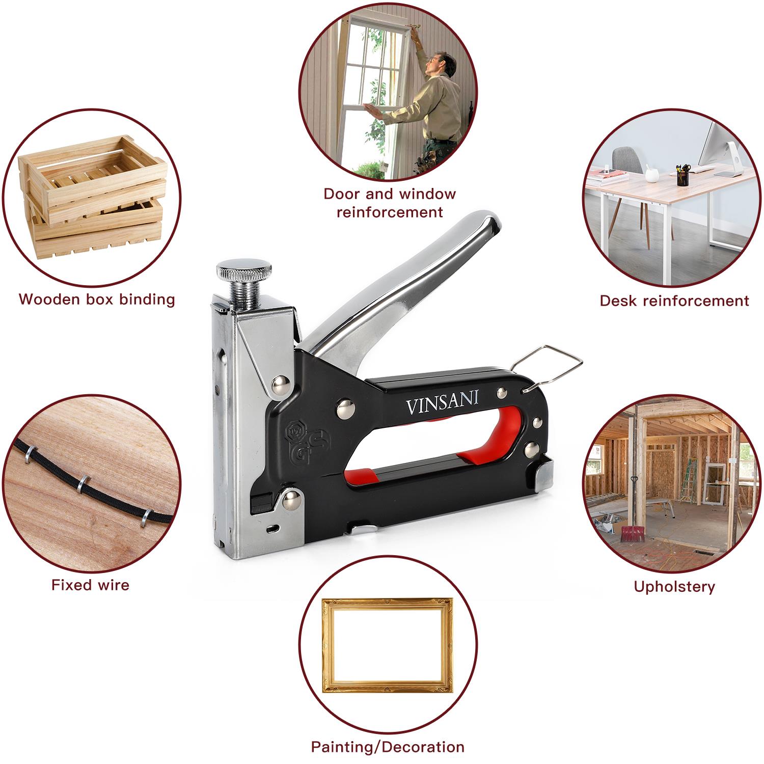 Vinsani Heavy Duty Adjustable Staple Gun Industrial Grade