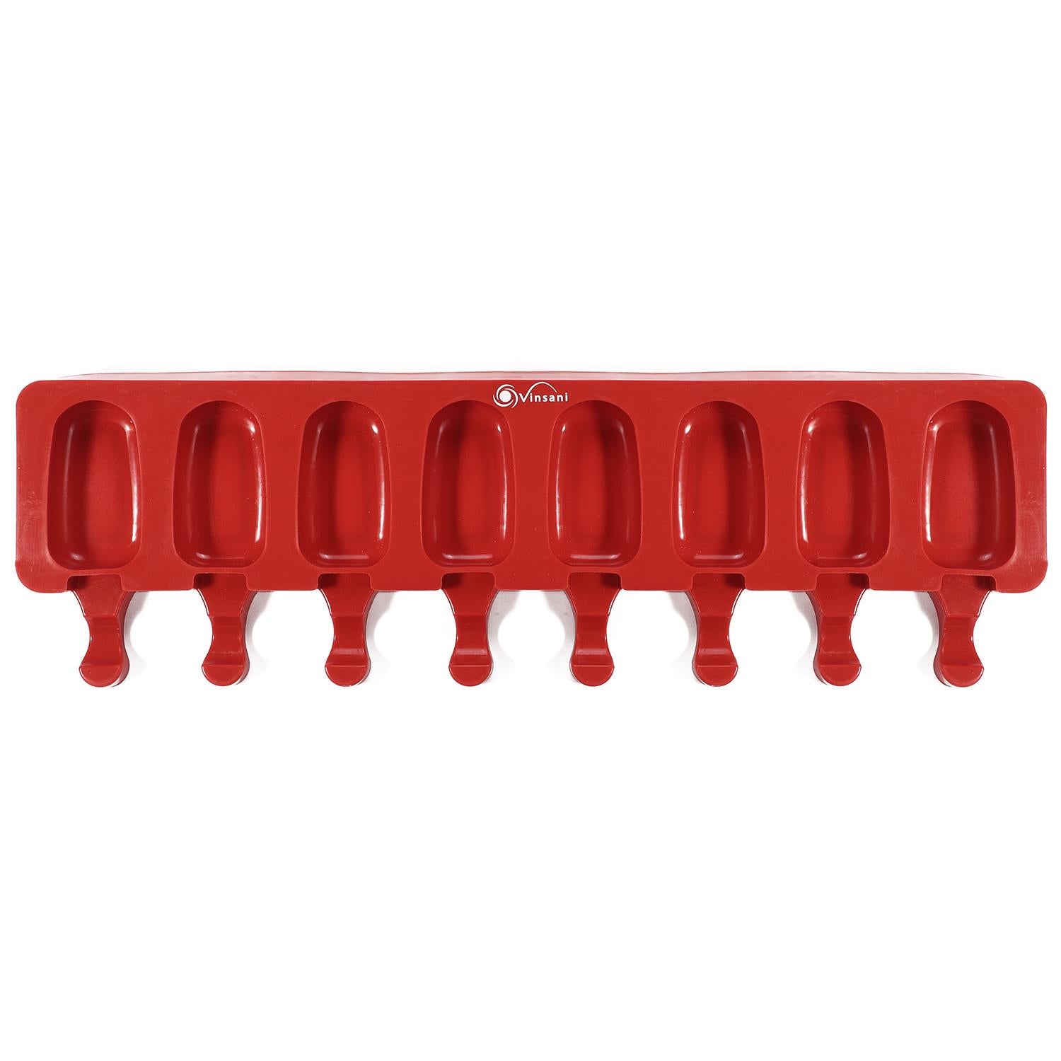 Vinsani 8 Cavity Ice Lolly Maker Silicone Mould with 50 Wooden Sticks