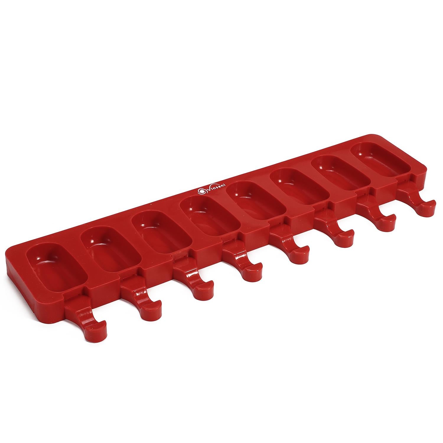 Vinsani 8 Cavity Ice Lolly Maker Silicone Mould with 50 Wooden Sticks