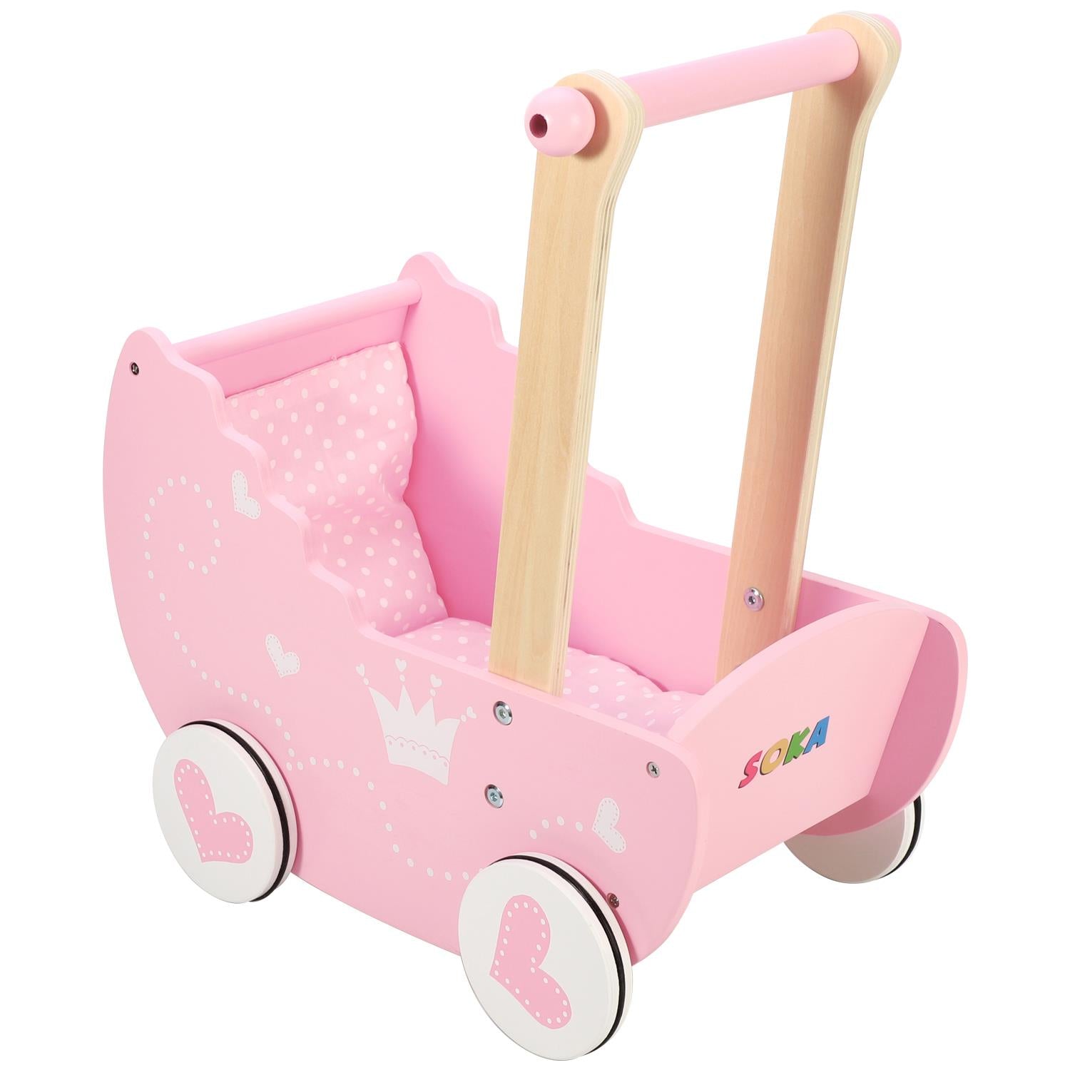 SOKA Pink Princess Doll's Pram with Bedding