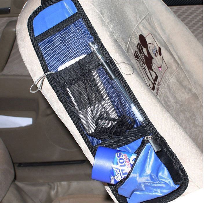 Pack of 2 Car Seat Side Pocket Organiser Pouch with 2 Mesh Pockets and Zip Pouch