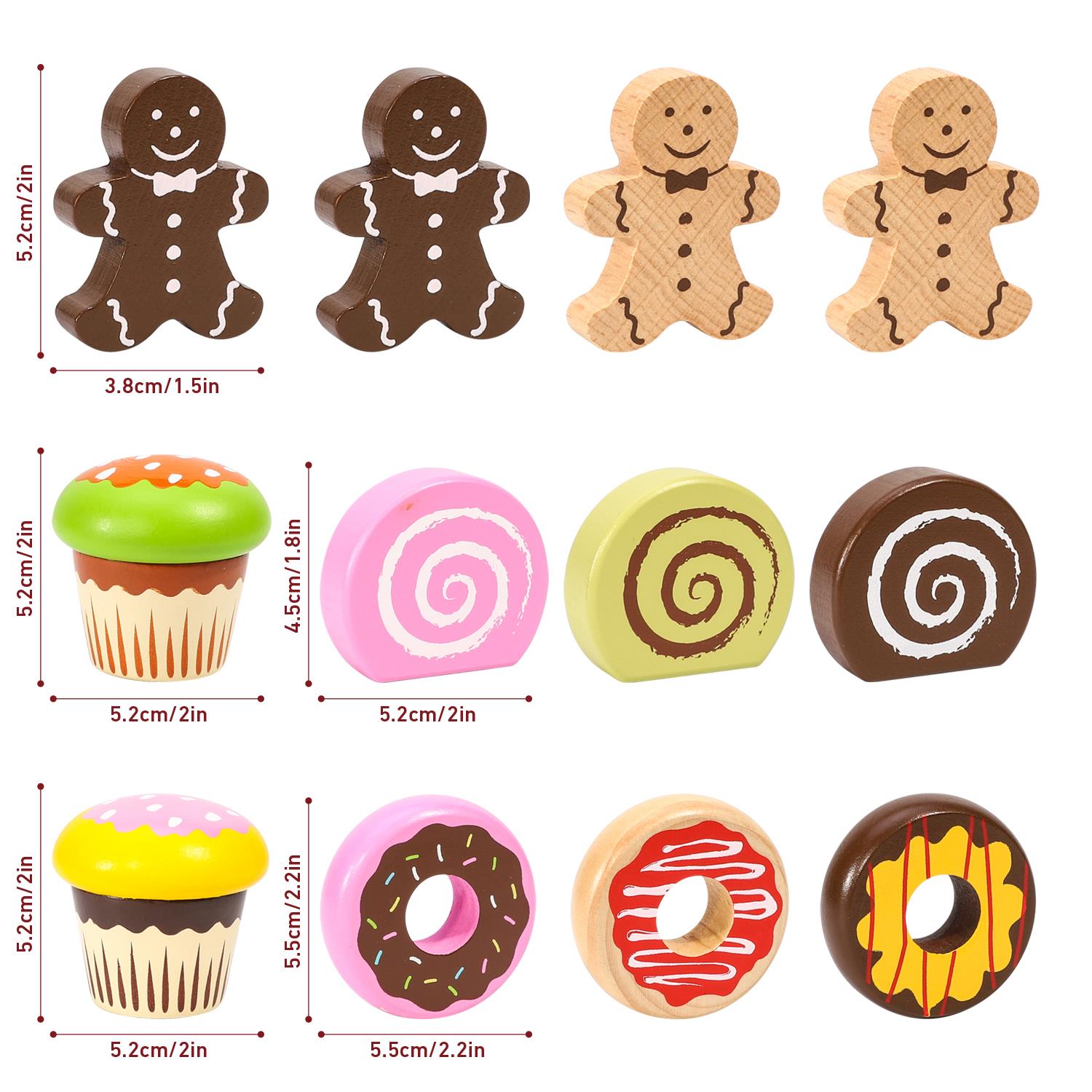 SOKA Wooden Cake Selection Playset for Pretend Tea Party