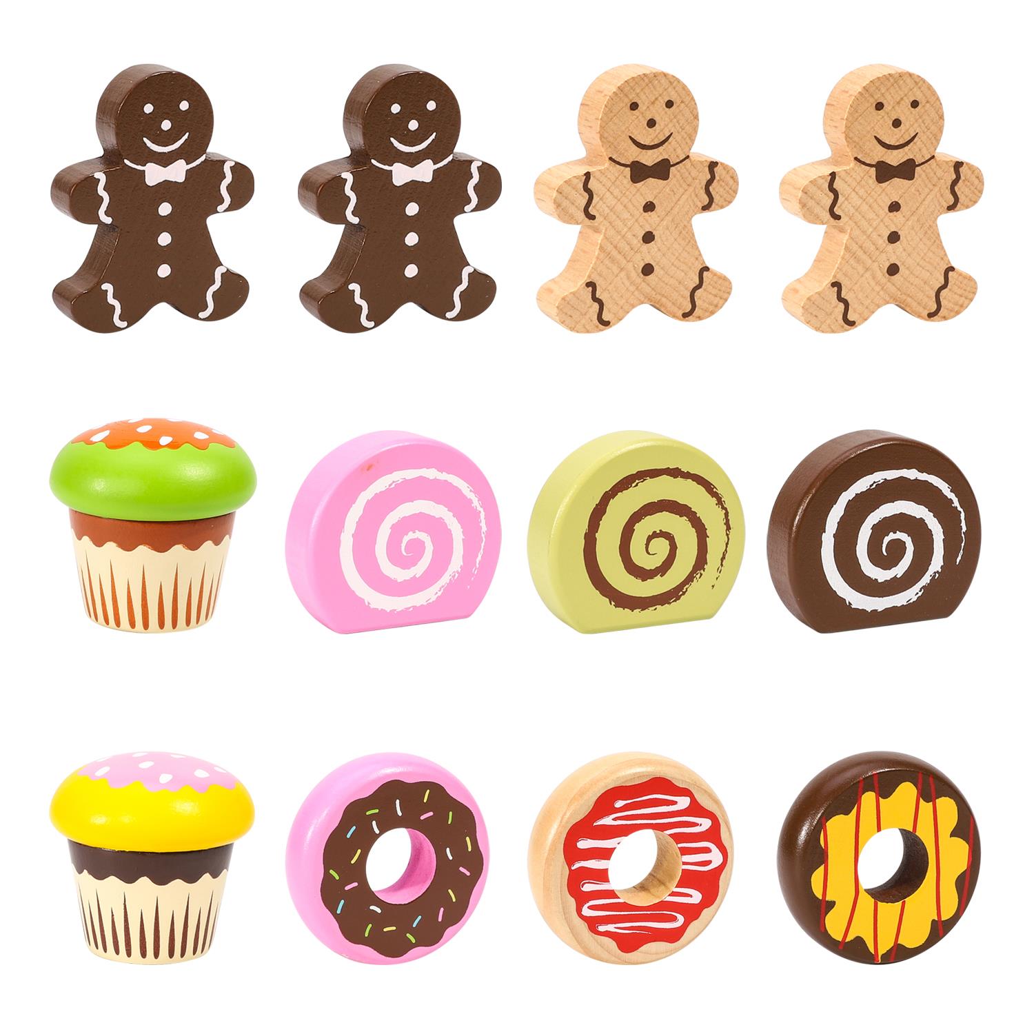 SOKA Wooden Cake Selection Playset for Pretend Tea Party