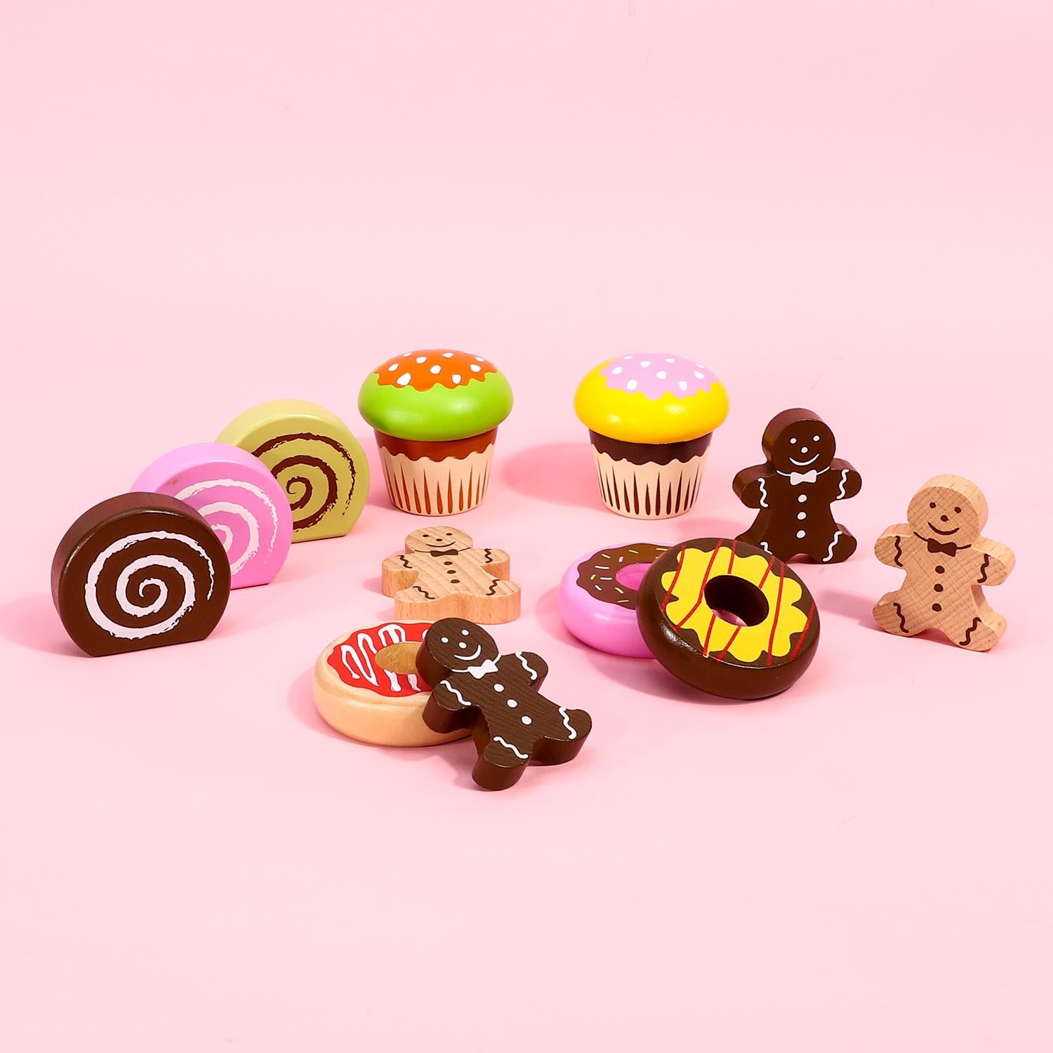 SOKA Wooden Cake Selection Playset for Pretend Tea Party