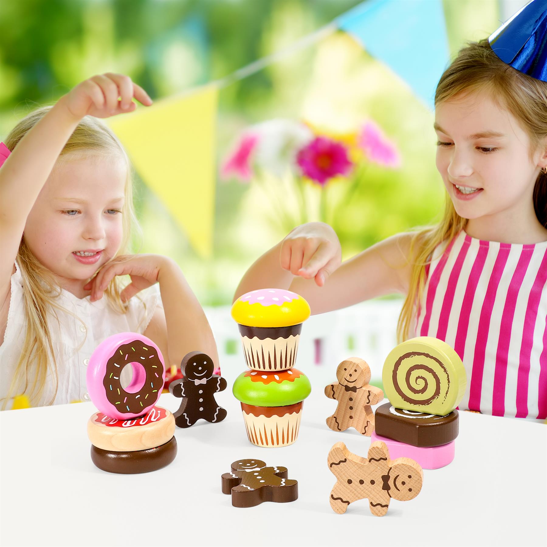 SOKA Wooden Cake Selection Playset for Pretend Tea Party