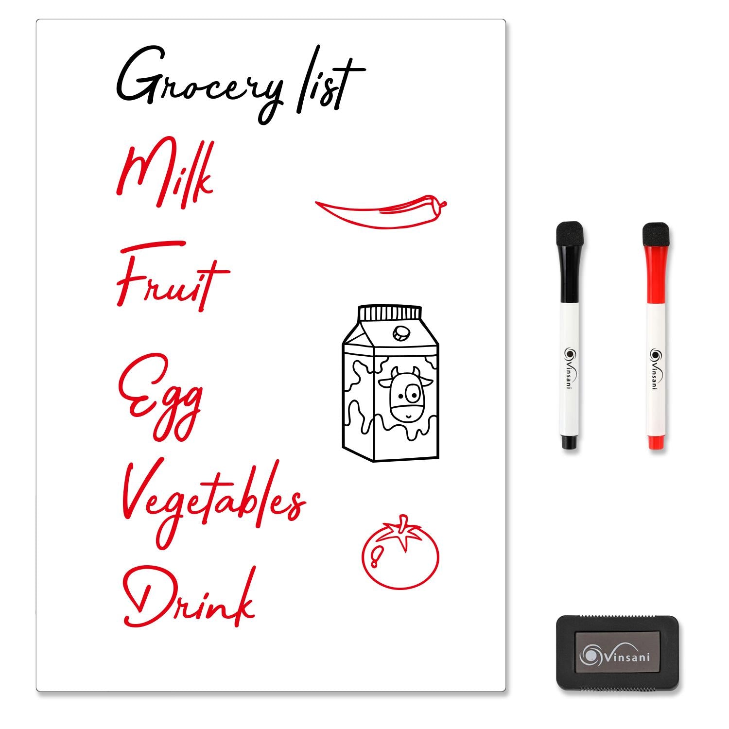 Vinsani A3 Magnetic Whiteboard Set with 2 Markers & Eraser