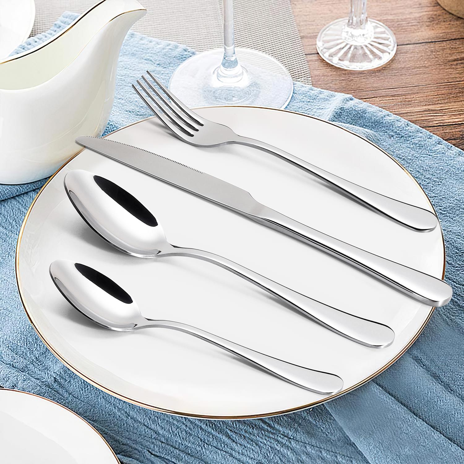 Vinsani 24-Piece Stainless Steel Cutlery Set for 6 with Gift Box, Polished Mirror Finish