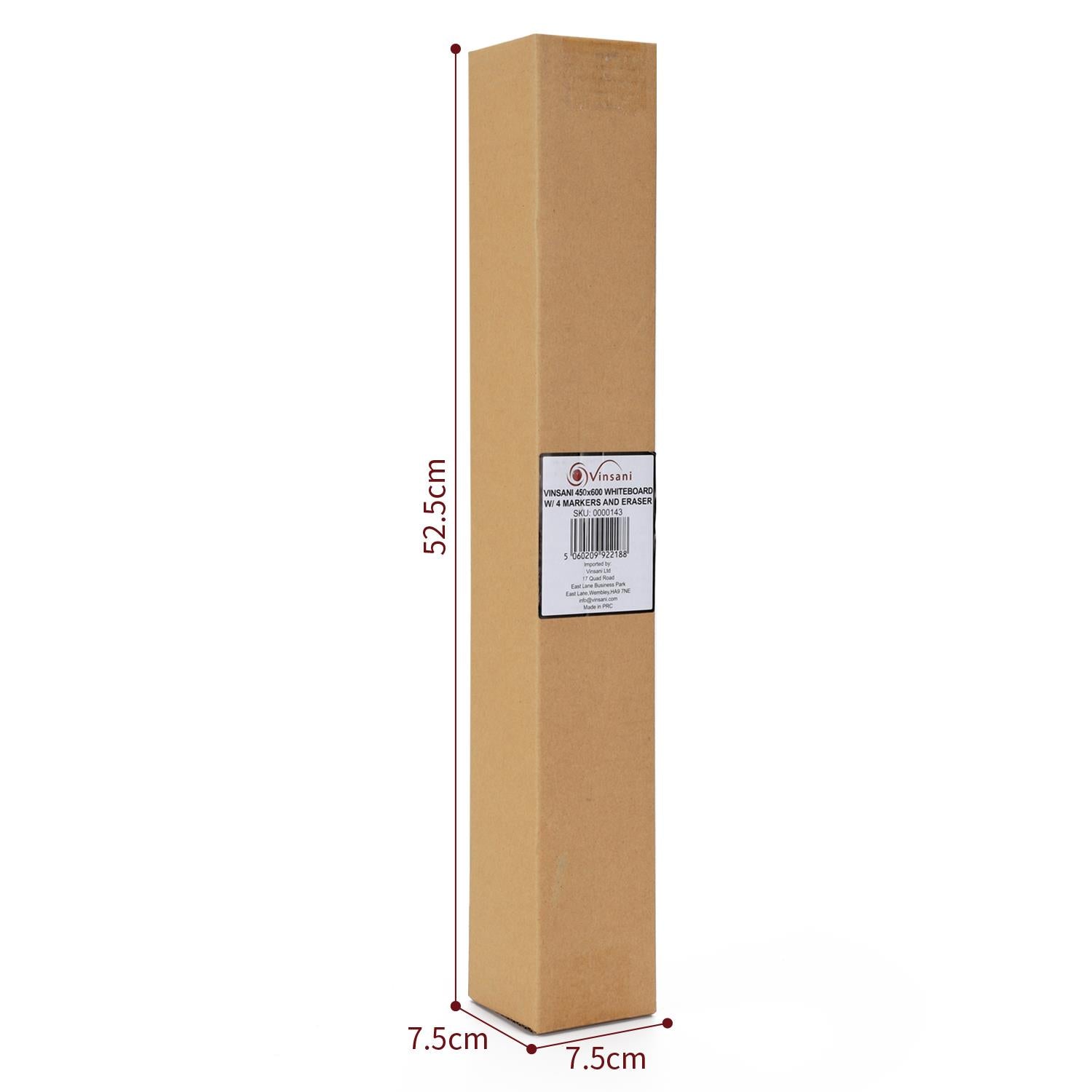 Vinsani 45x60cm Magnetic Whiteboard Set with 4 Markers & Eraser