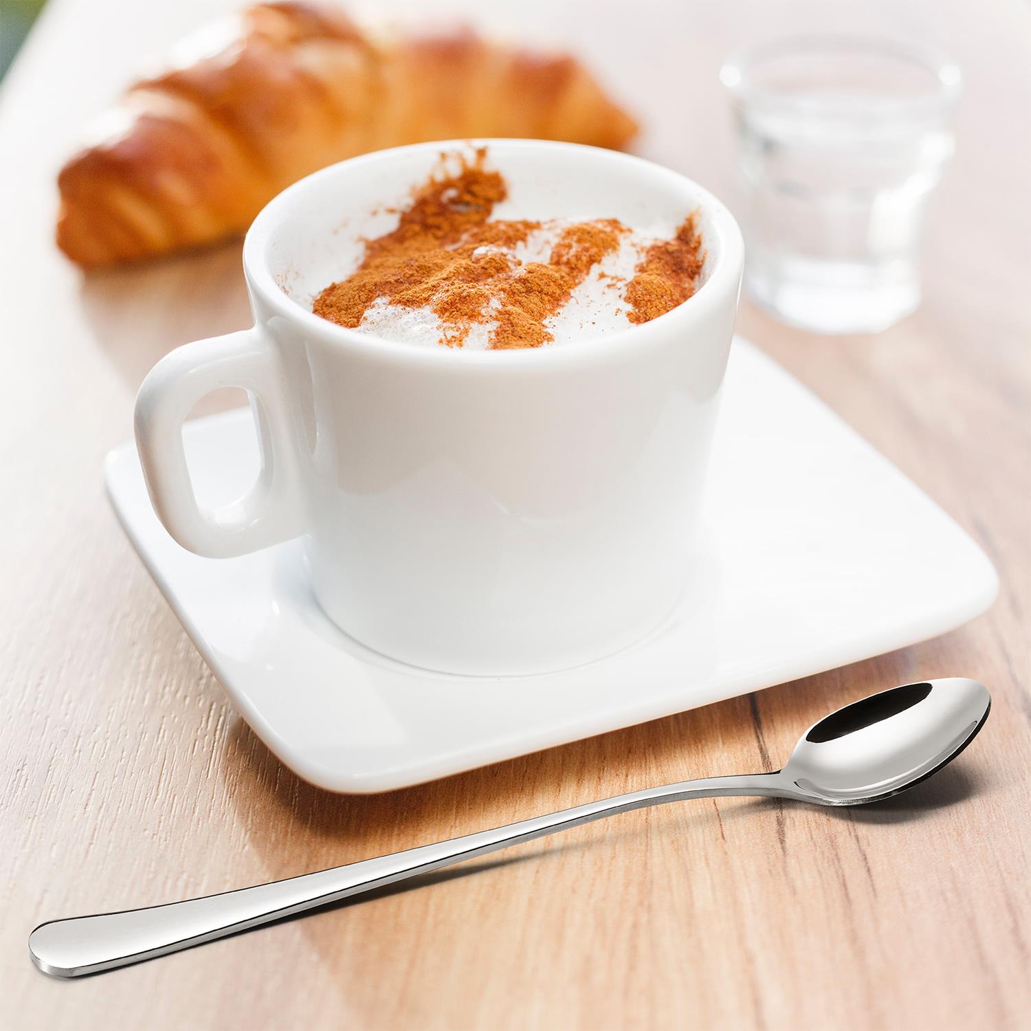 Vinsani 4-Piece Stainless Steel Long Handle Latte Spoon Set, Polished Mirror Finish