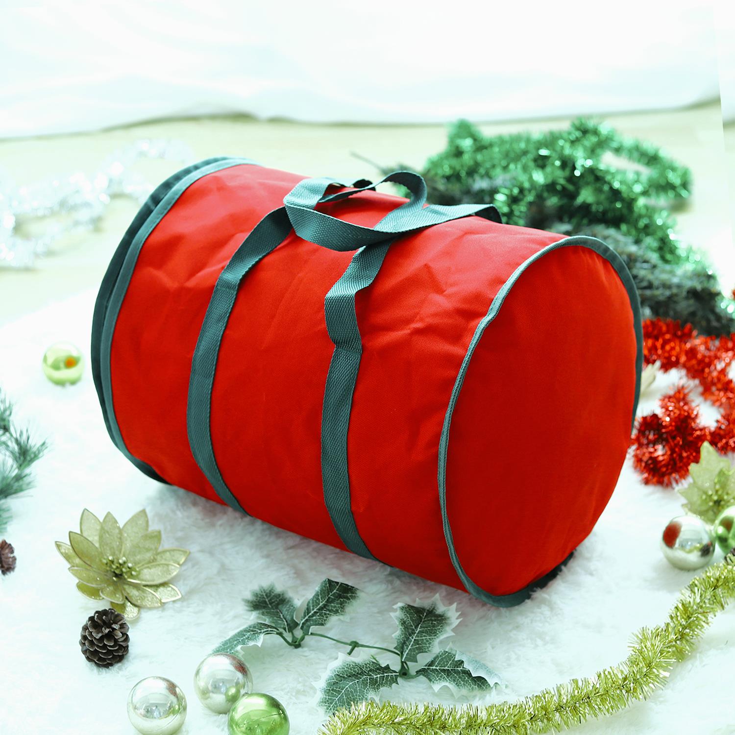 Vinsani Christmas Lights Storage Bag, Waterproof Dustproof Red Oxford Fabric, 38 x 32 x 32 cm