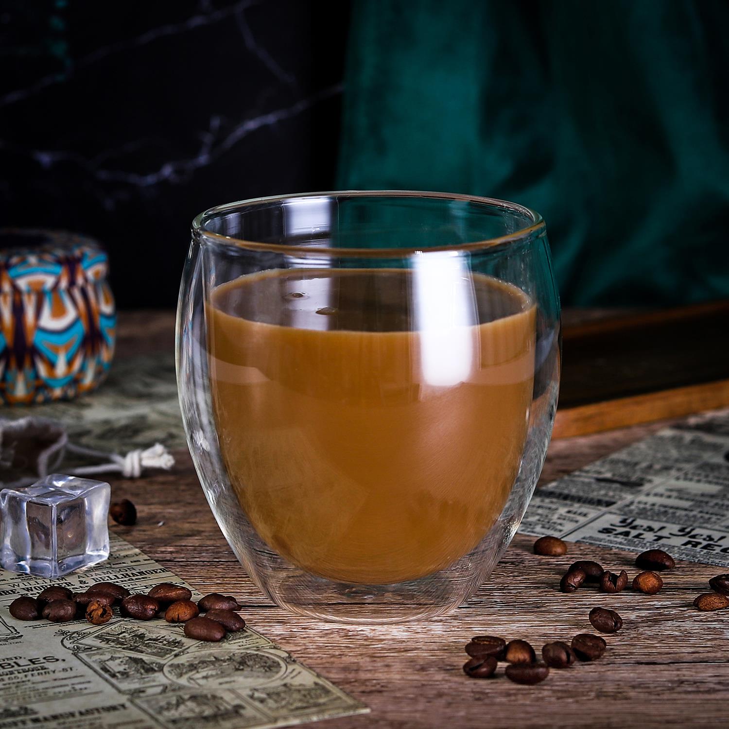 Vinsani Double Wall Glasses Set of 2, Borosilicate Glass, Dishwasher Safe, for Hot and Cold Drinks