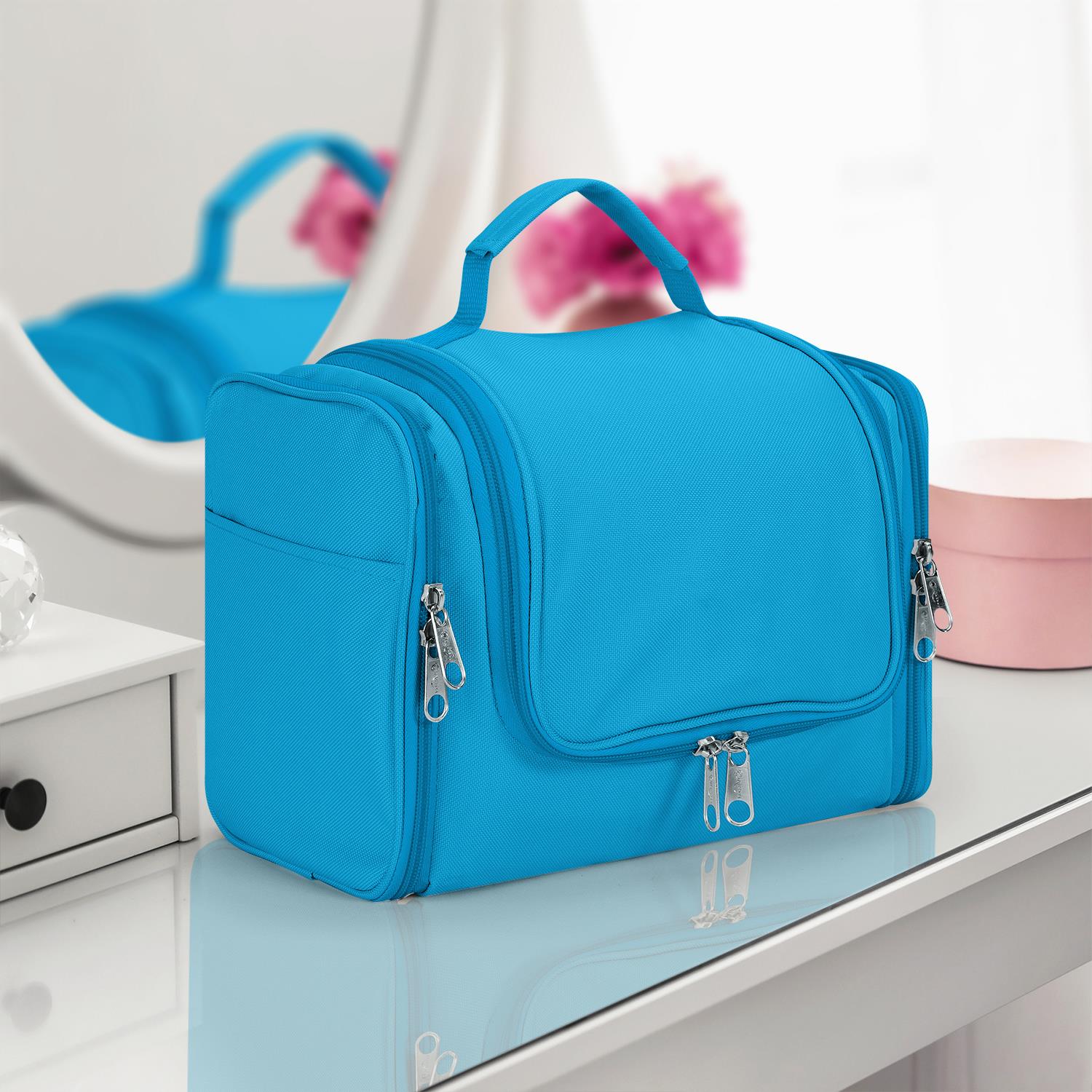 Vinsani Toiletry Bag with Handle, Hook and Multiple Compartments