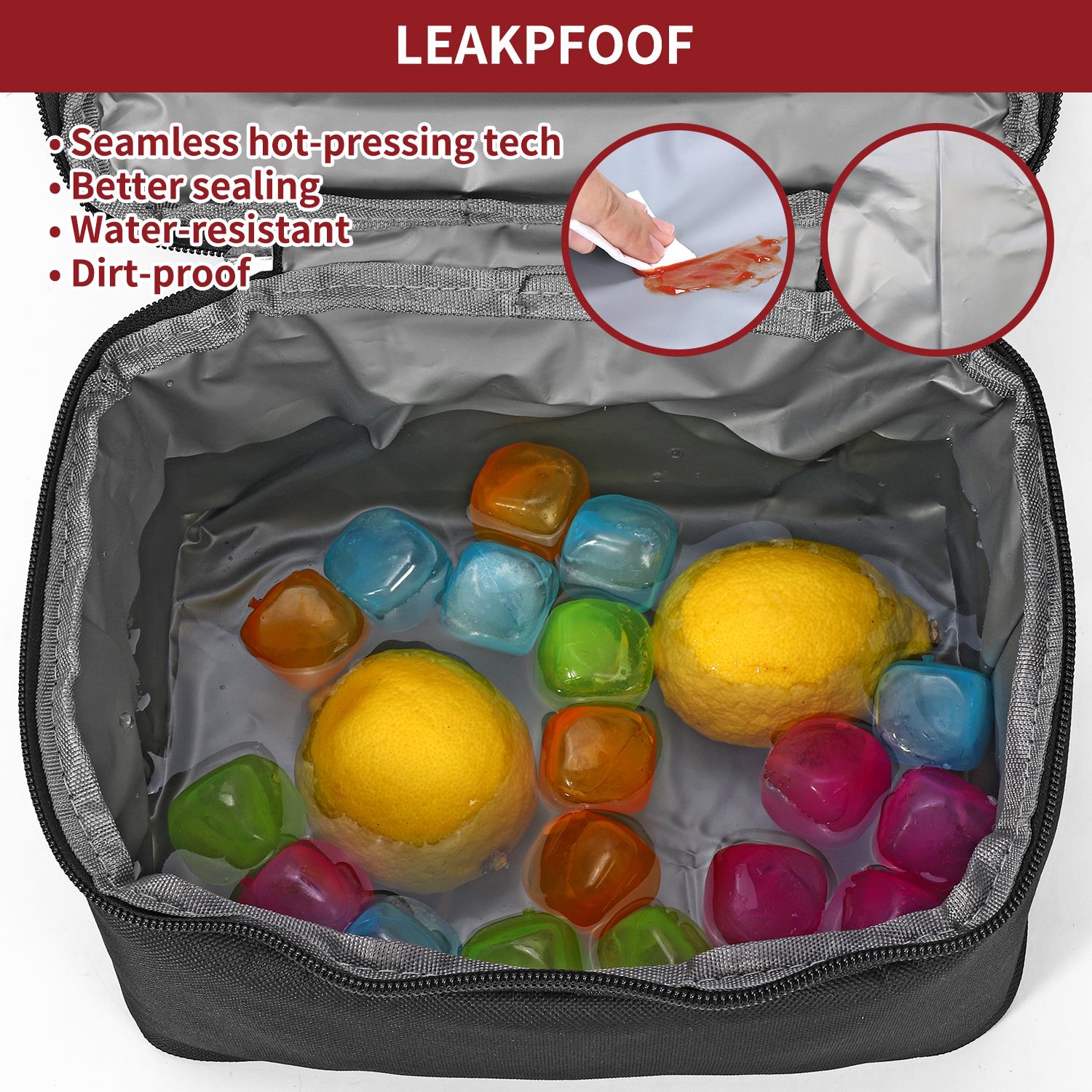 Vinsani 7L Dual Compartment Lunch Cooler Bag, Insulated Cooler Bag with Handle and Shoulder Strap, Water-Resistant, Leak-Proof Lining