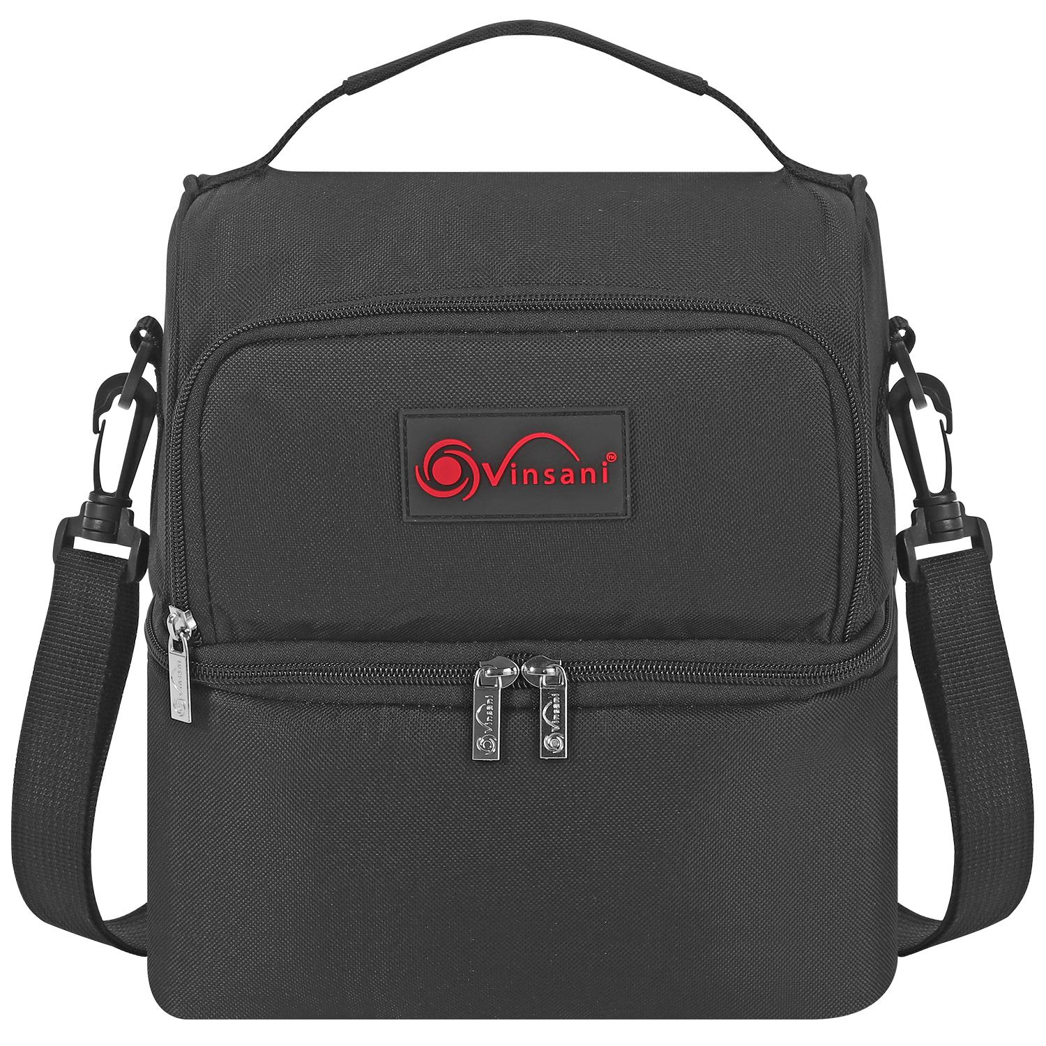 Vinsani 7L Dual Compartment Lunch Cooler Bag, Insulated Cooler Bag with Handle and Shoulder Strap, Water-Resistant, Leak-Proof Lining