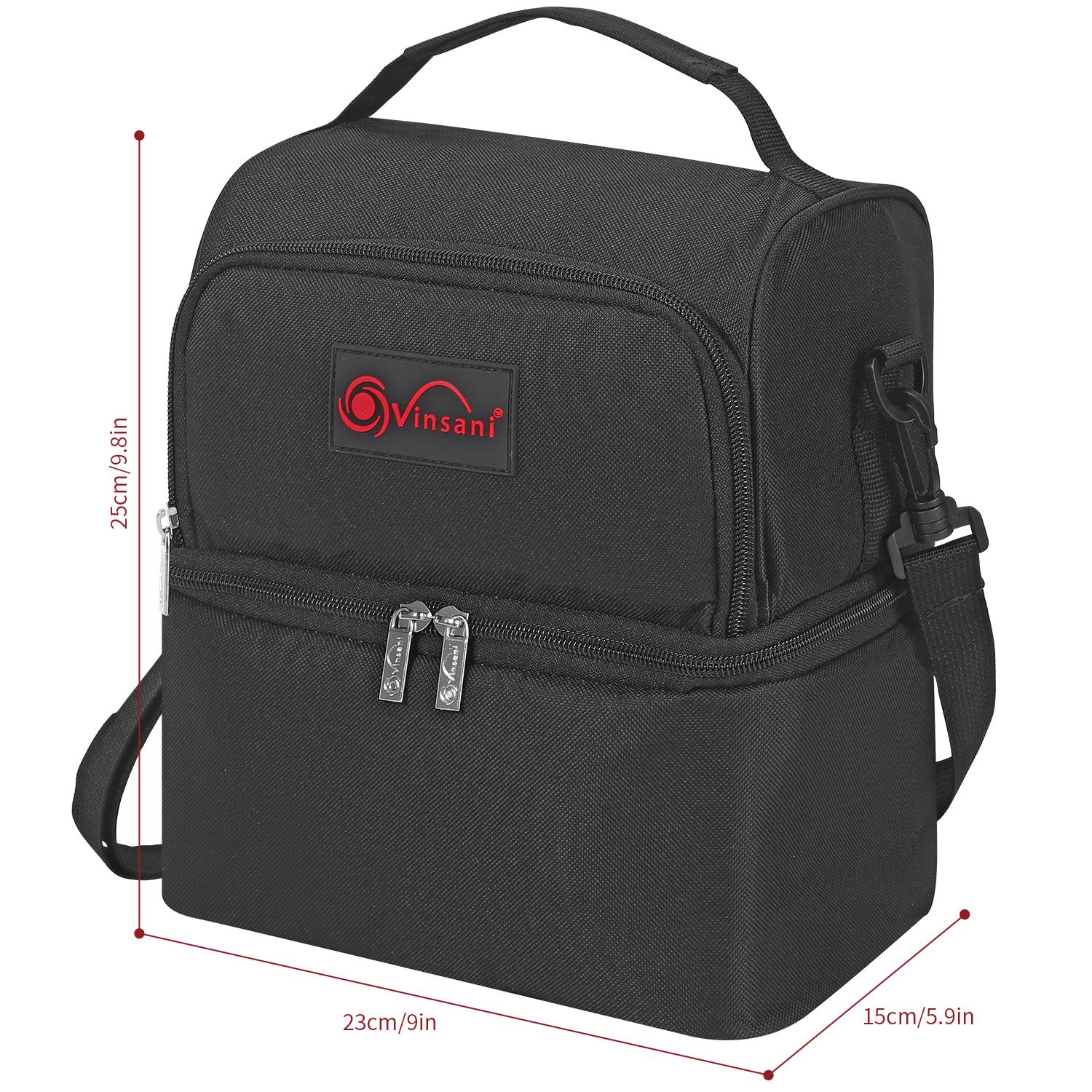 Vinsani 7L Dual Compartment Lunch Cooler Bag, Insulated Cooler Bag with Handle and Shoulder Strap, Water-Resistant, Leak-Proof Lining