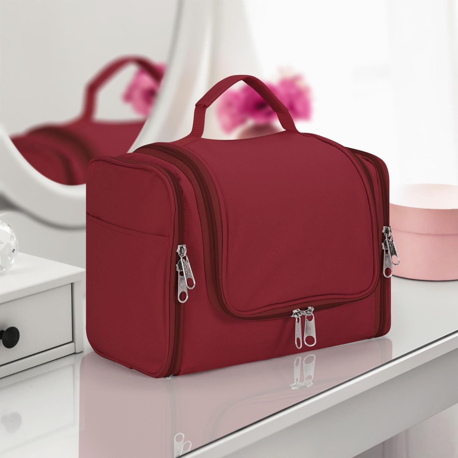 Vinsani Hanging Toiletry Bag with Hook, Waterproof, Hot Pink