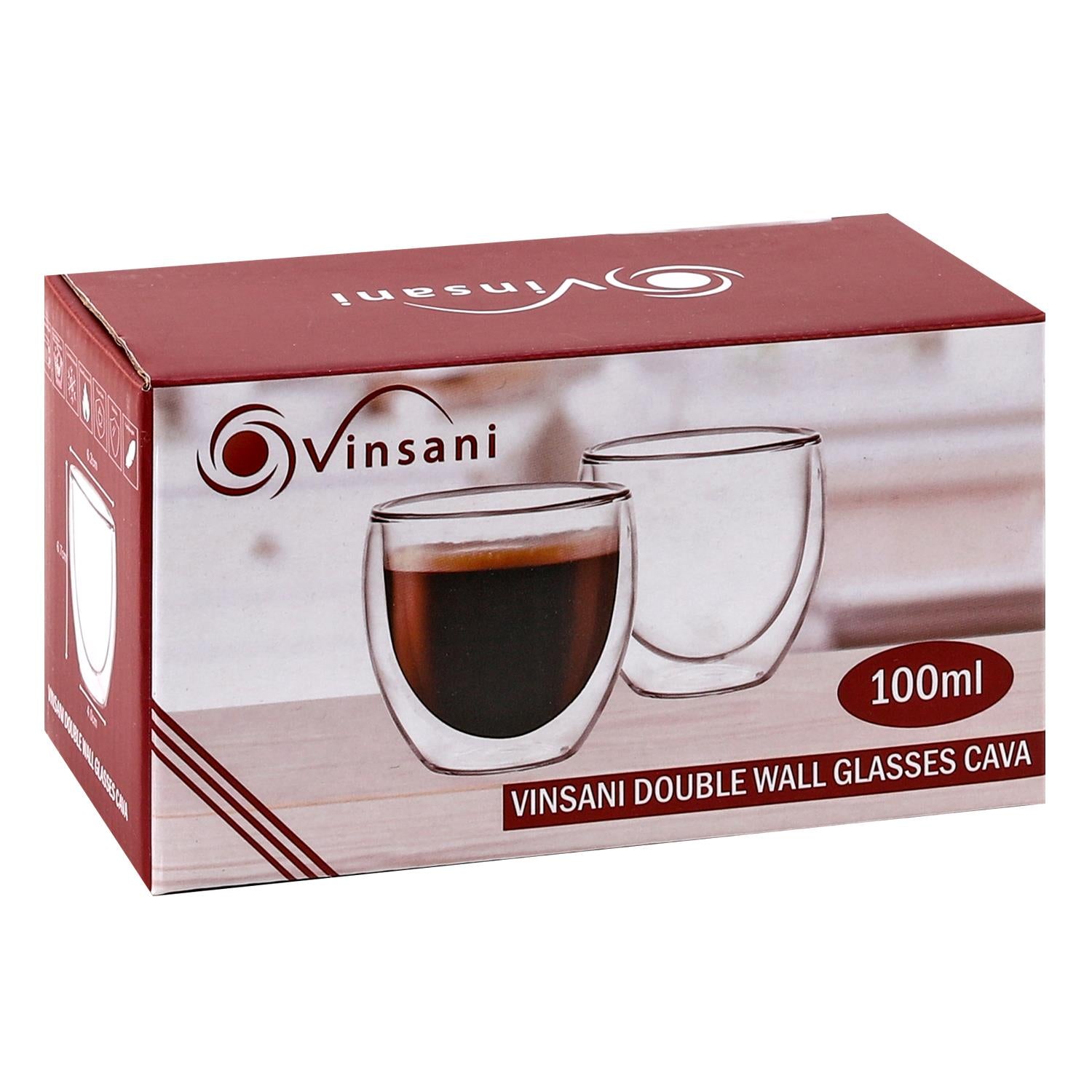 Vinsani Double Wall Borosilicate Glasses, Set of 2