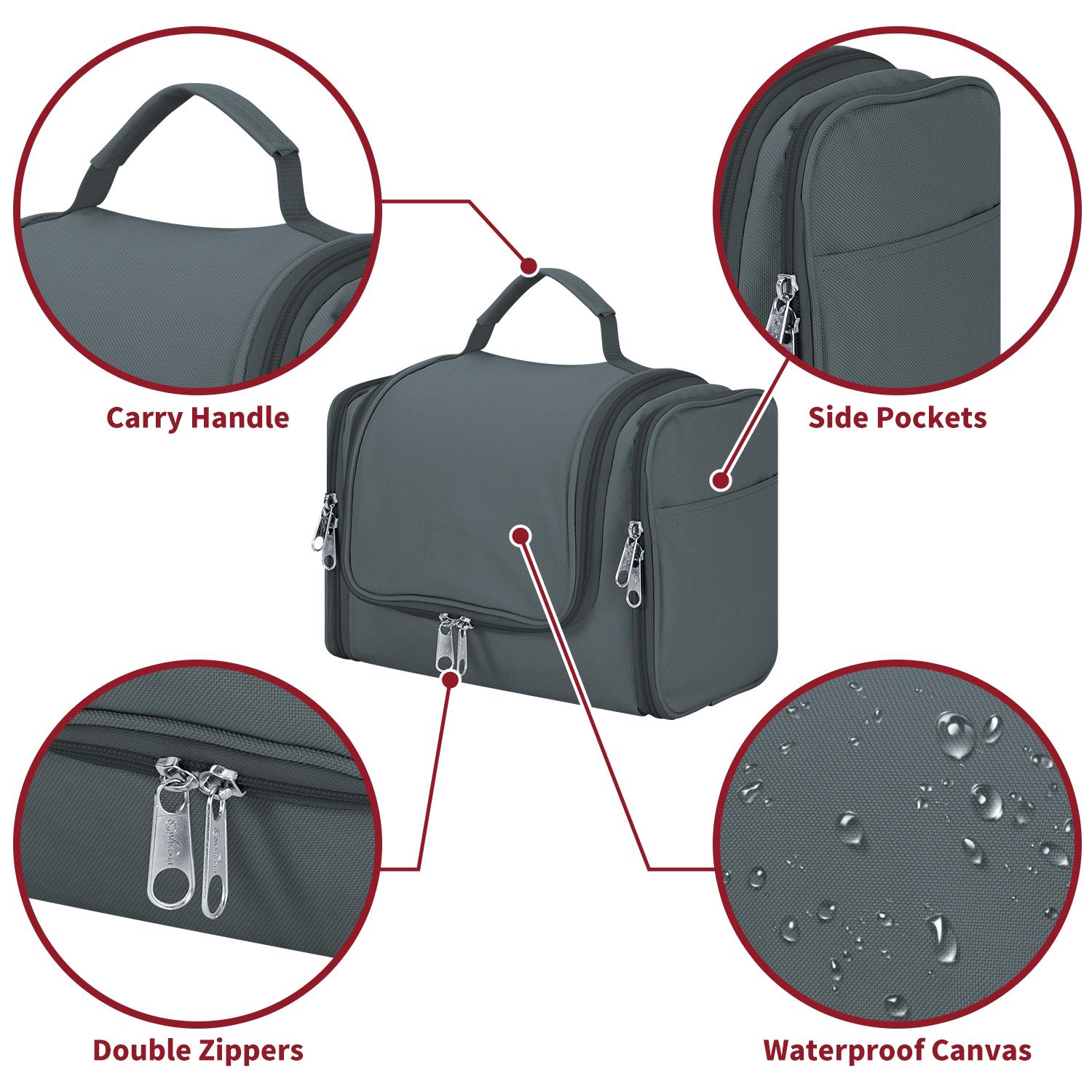Vinsani Toiletry Bag with Hook, Multiple Compartments and Mesh Pockets