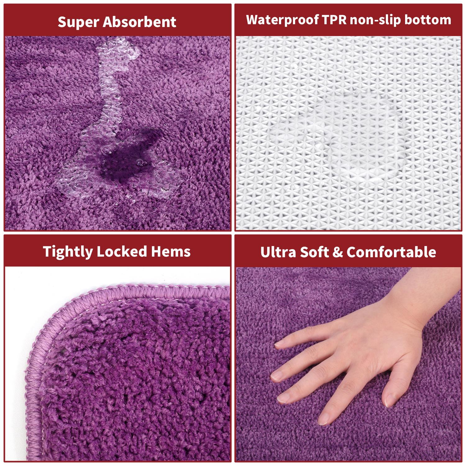 Vinsani Bath Mat 60 x 90 cm Purple