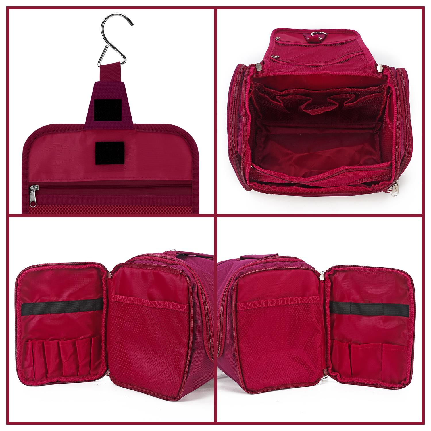 Vinsani Toiletry Bag with Hook, Multiple Compartments and Mesh Pockets