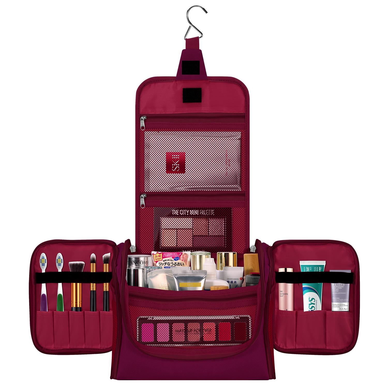 Vinsani Toiletry Bag with Hook, Multiple Compartments and Mesh Pockets