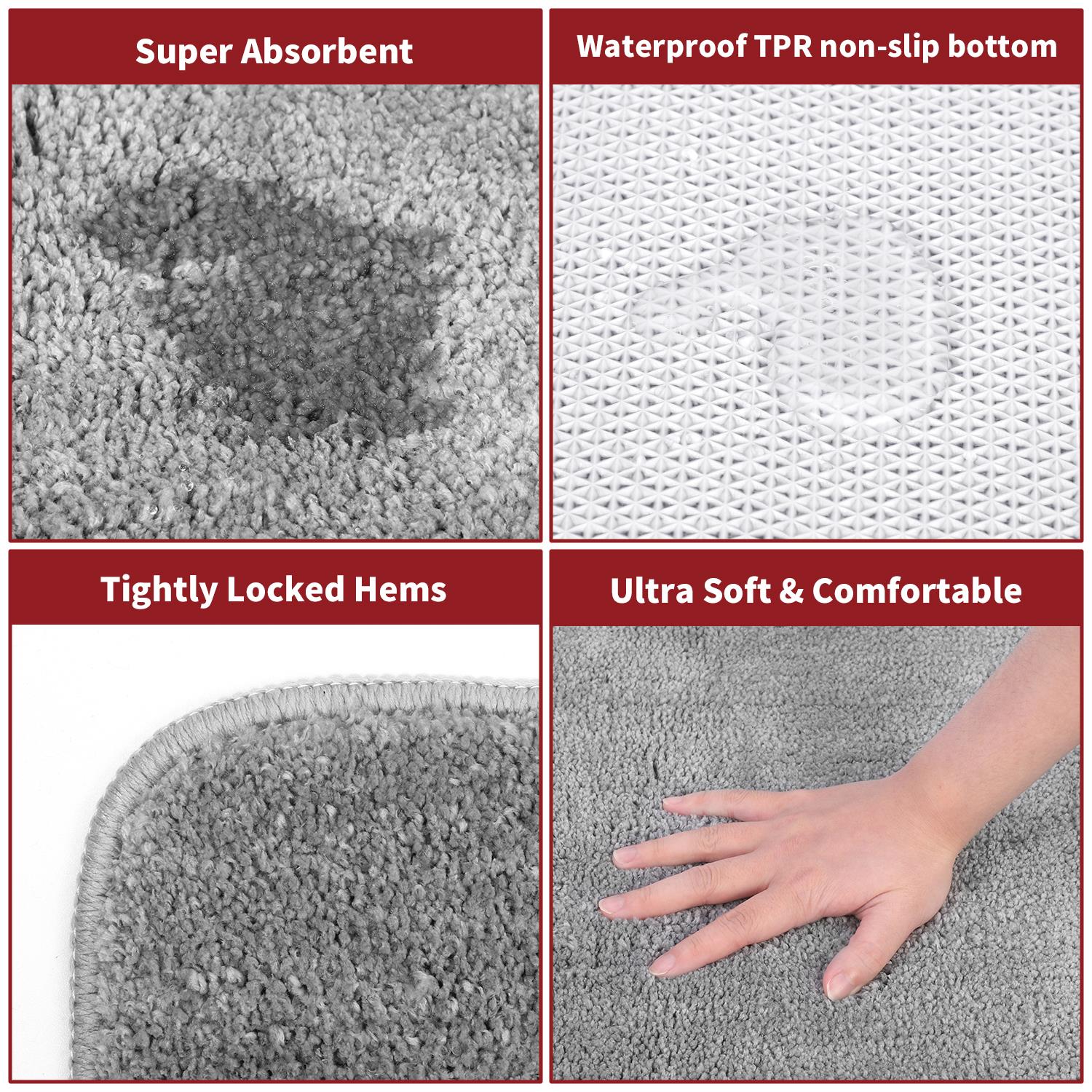 Vinsani Ultra Soft Bath Mat 60 x 90 cm, Light Grey