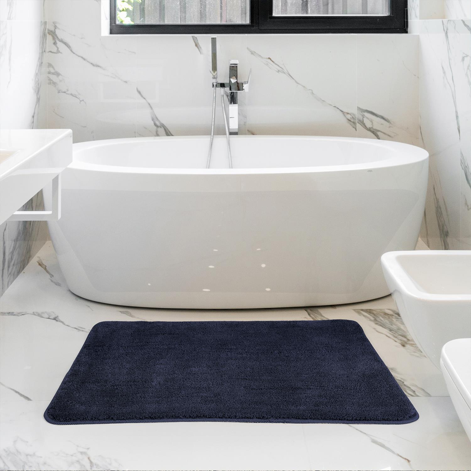 Vinsani Ultra Soft Microfiber Navy Bath Mat 60 x 90 cm
