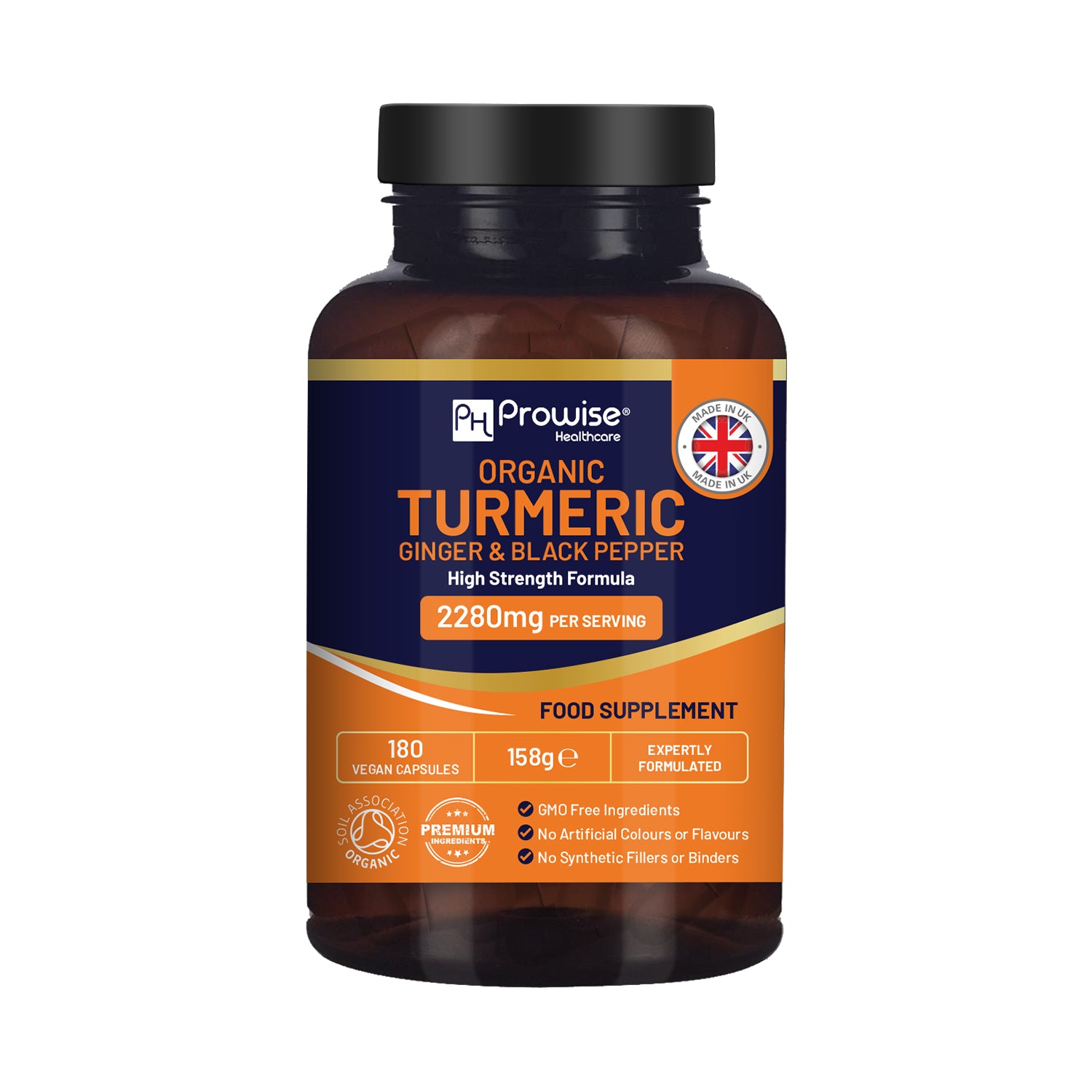 Prowise Healthcare Organic Turmeric Capsules with Ginger & Black Pepper