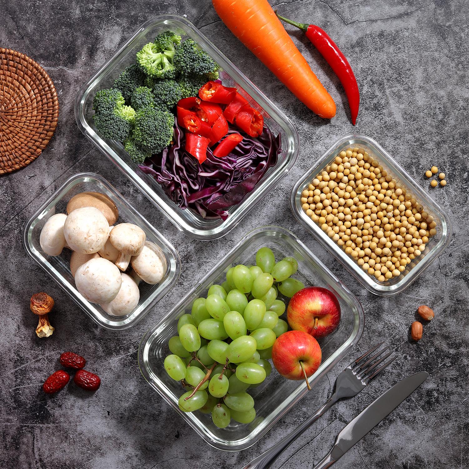 Vinsani 10-Pack Rectangle Glass Food Storage Containers with Lids