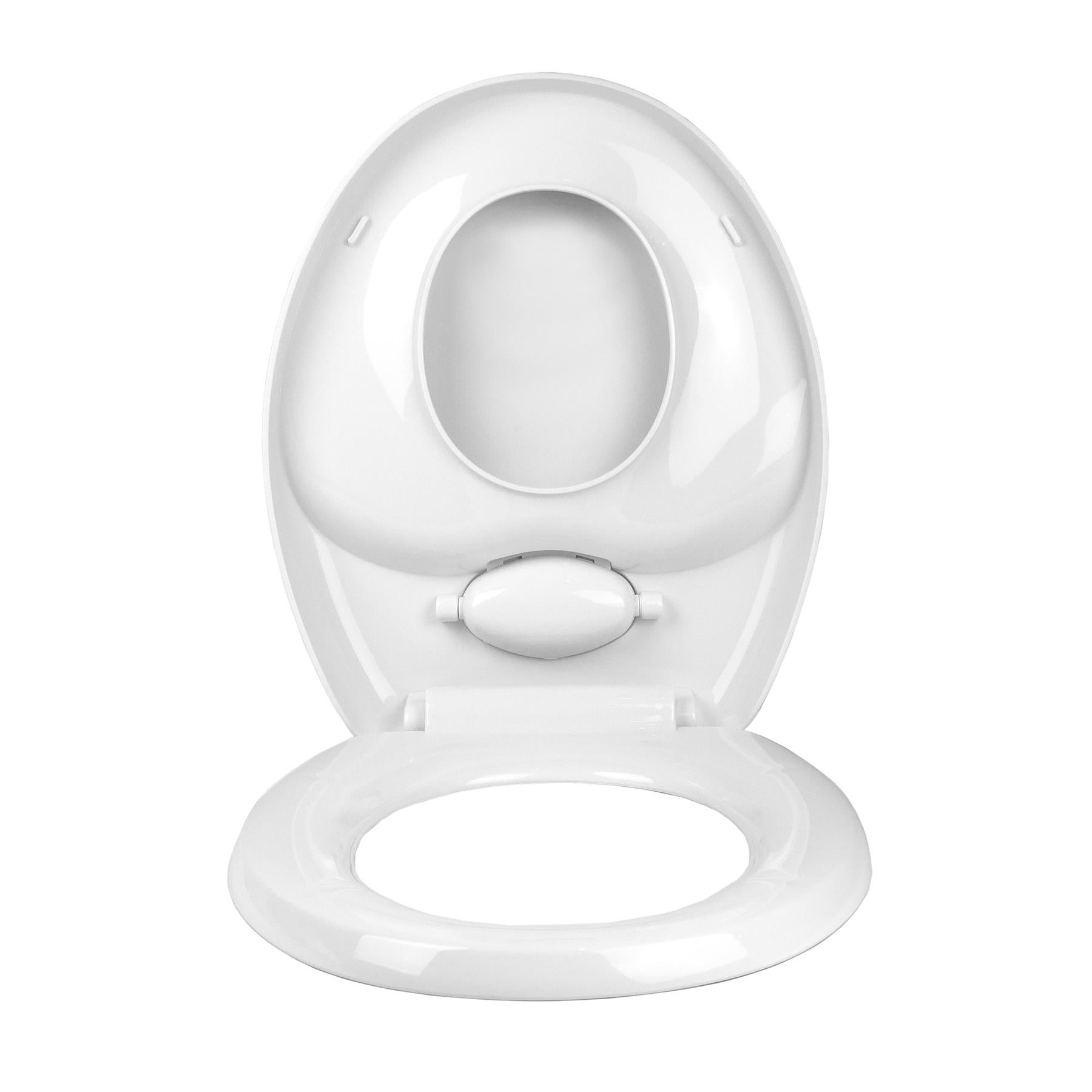 Vinsani 2 in 1 Child & Adult Toilet Seat with Soft Close Lid, Quick Release Hinges, Plastic, Top Fix, White