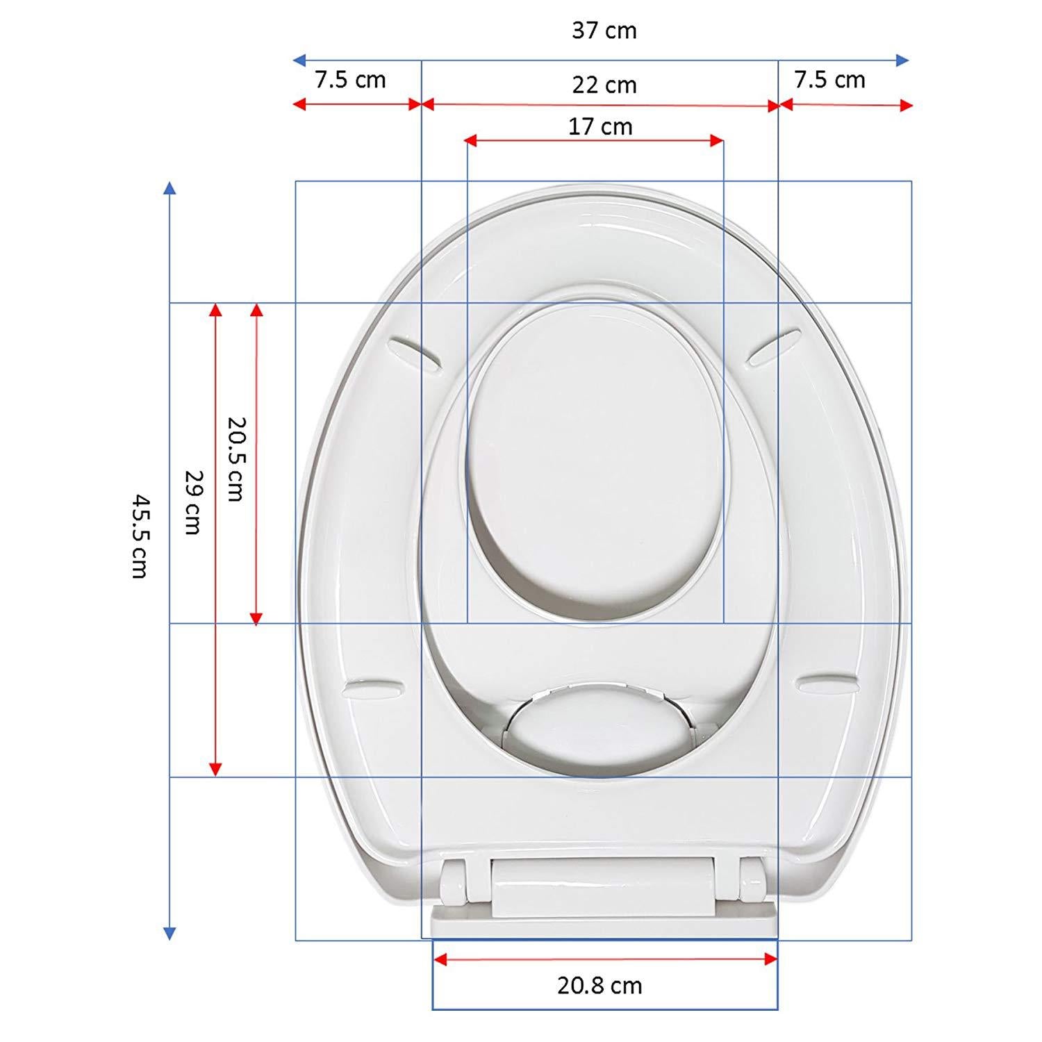 Vinsani 2 in 1 Child & Adult Toilet Seat with Soft Close Lid, Quick Release Hinges, Plastic, Top Fix, White