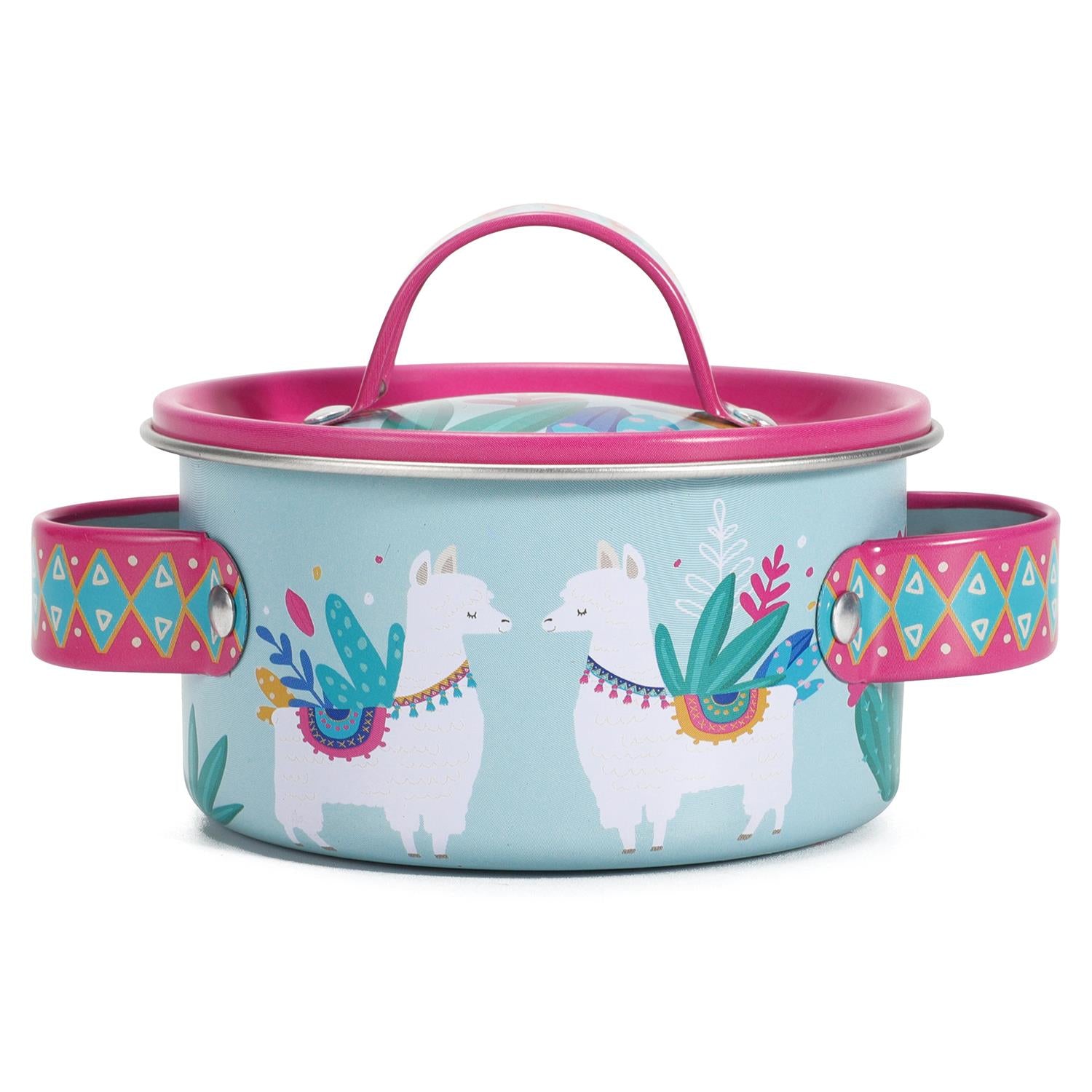 SOKA Play Imagine Learn 10 Piece Kids Kitchenware Set with Llama Illustrations and Carry Case