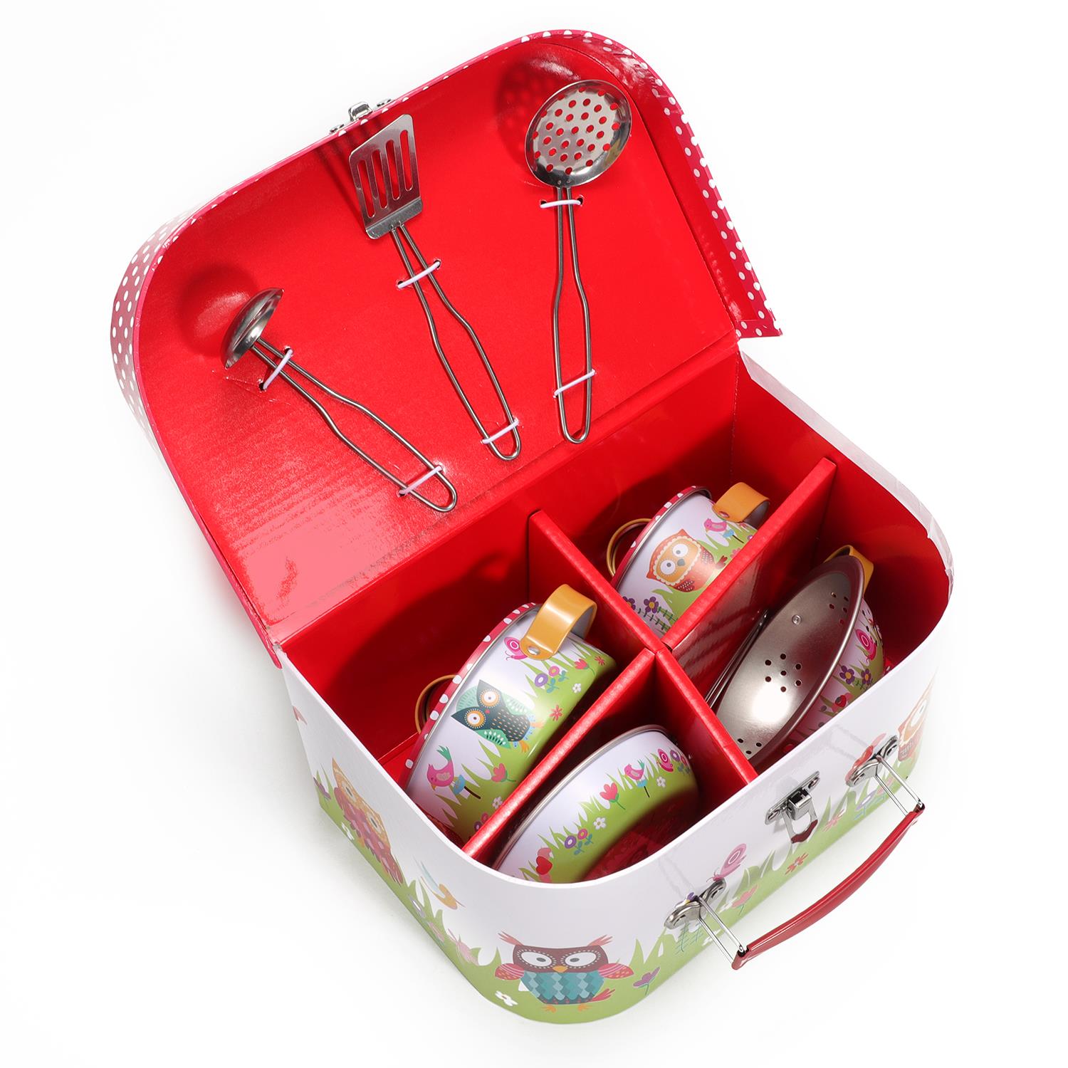 SOKA 10 Piece Kids Kitchenware Set with Animals Illustrations and Carry Case