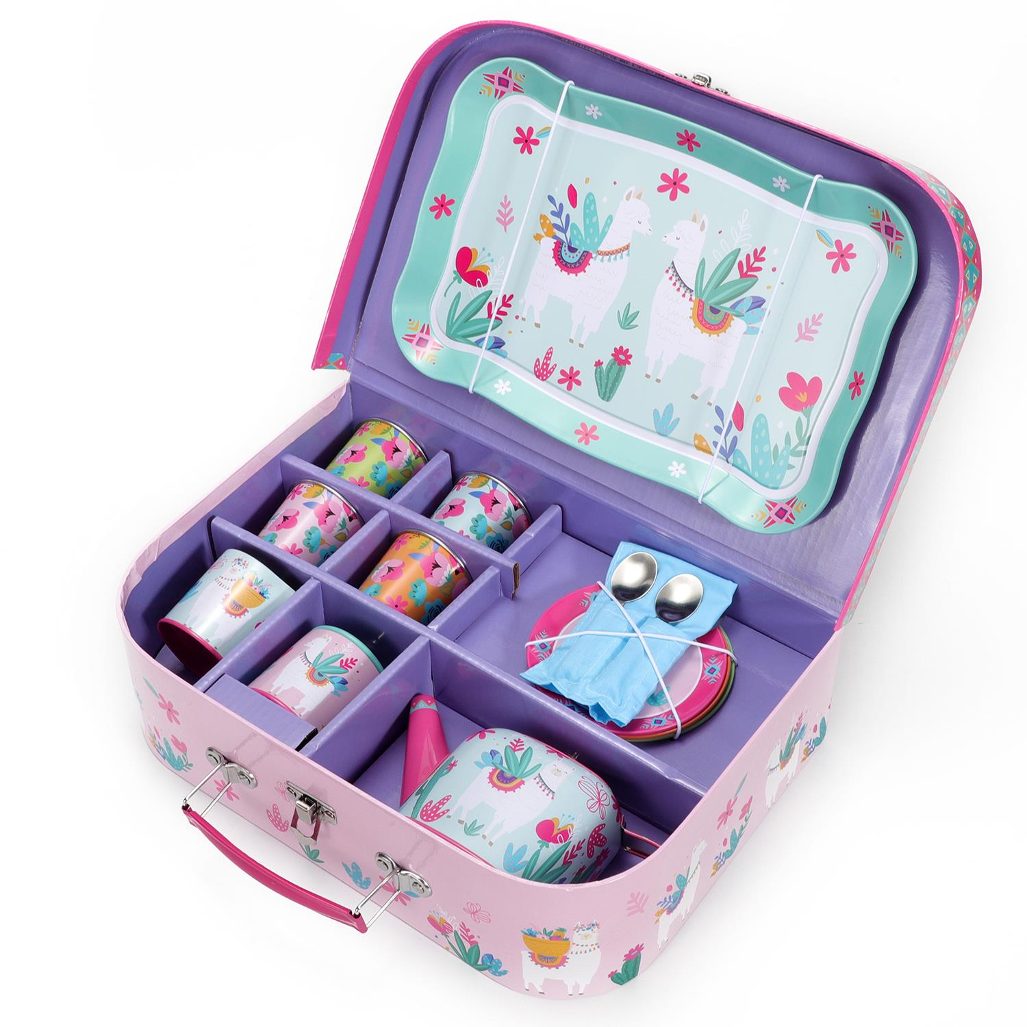 SOKA Play Imagine Learn 18-Piece Tin Tea Set with Llama Illustrations