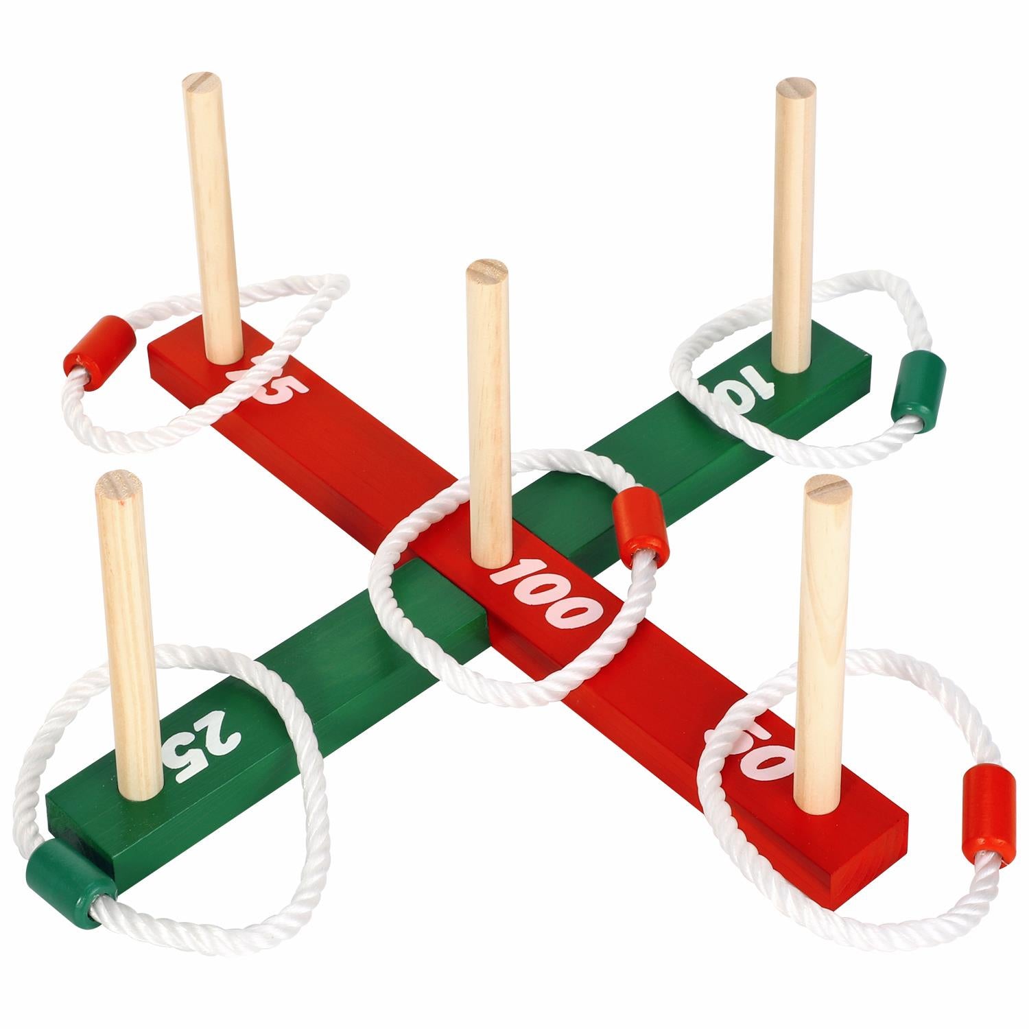 Vinsani Wooden Garden Quoits Game for Kids and Adults, Portable Outdoor Family Game, 36 x 36 x 13 cm