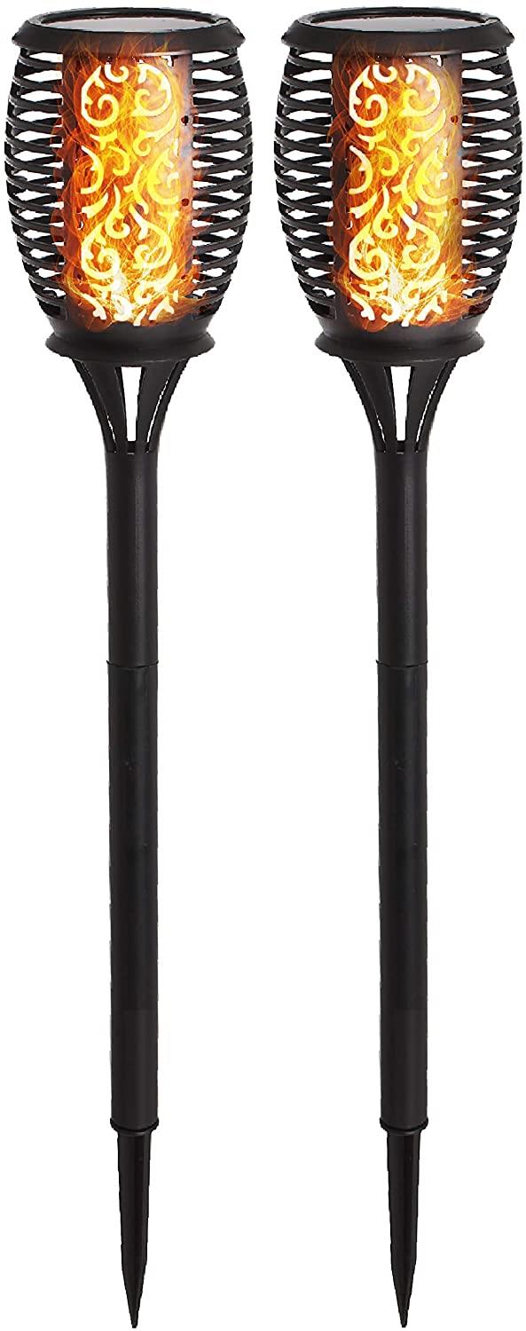 Planet Solar Pack of 2 Solar Flame LED Garden Torch Lights