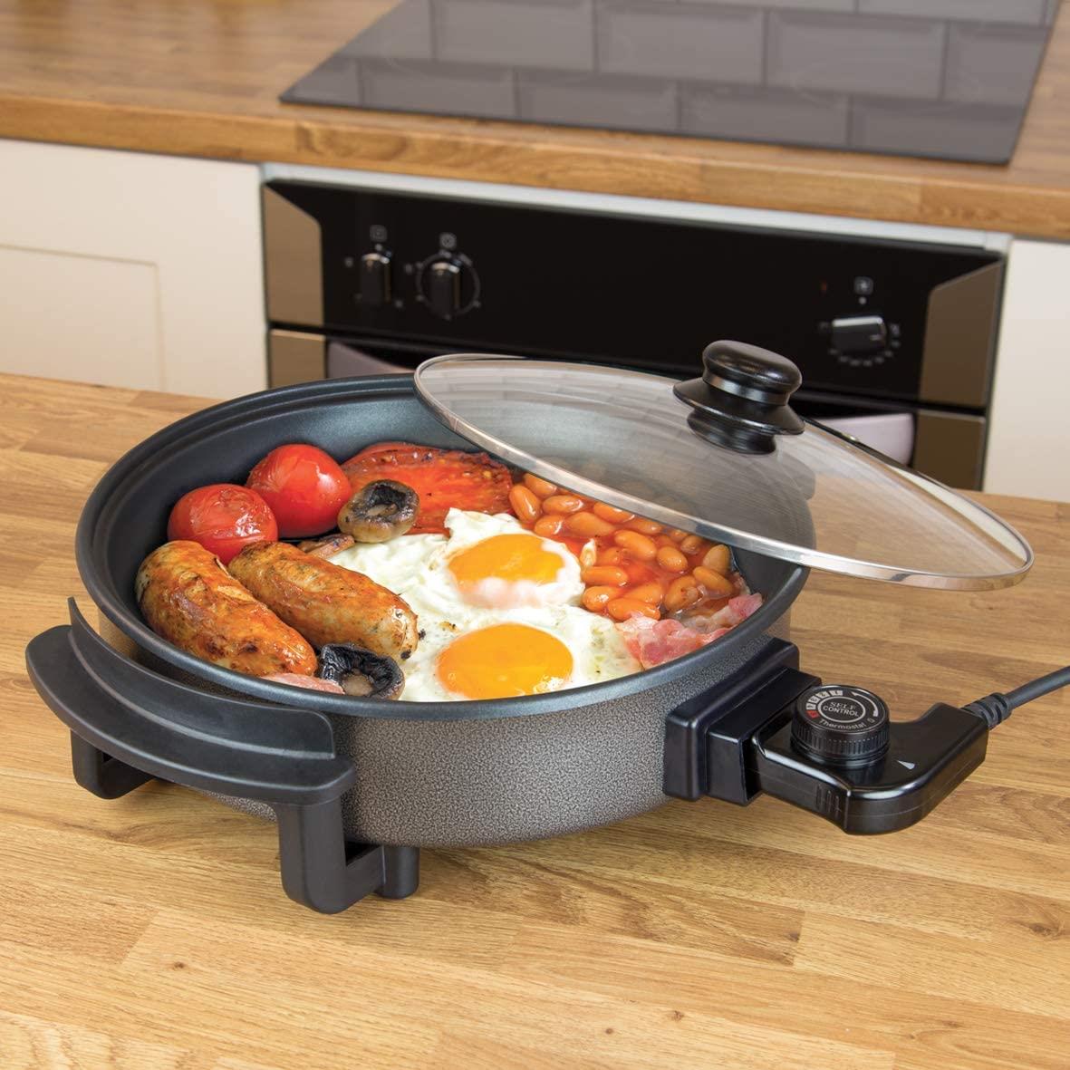 Quest 30cm Multi-Function Electric Cooker Pan with Lid, 1500W