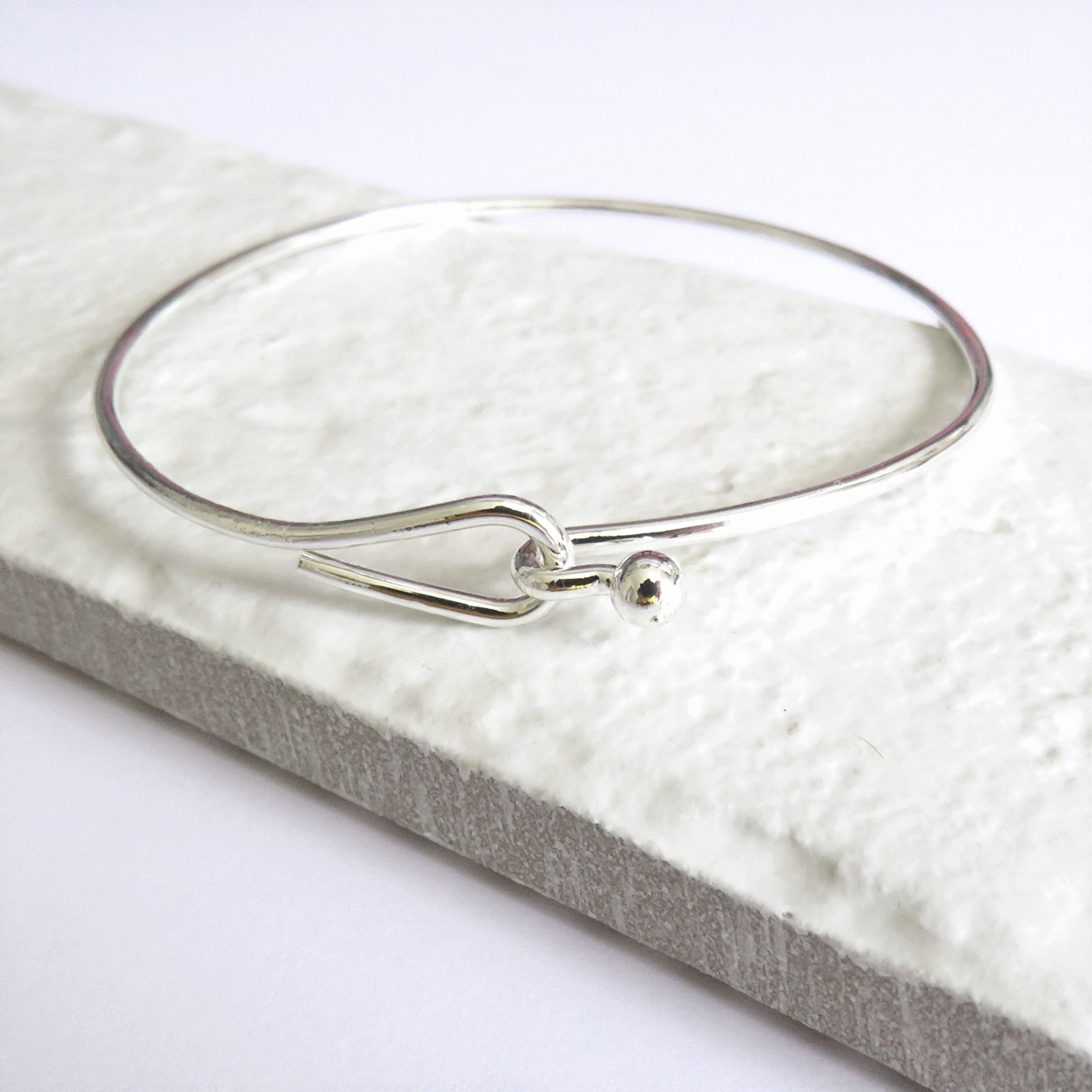 Silver Plated Hoop Cuff Bangle Gift Box Included