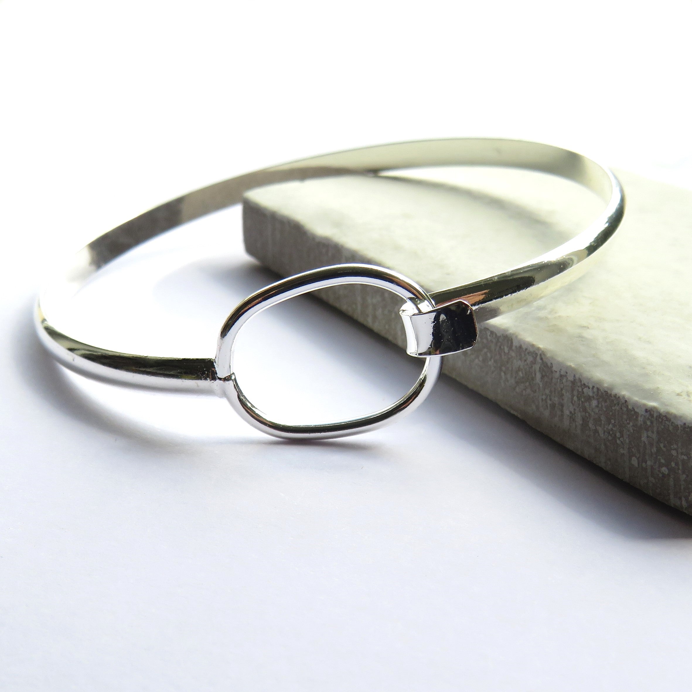 Silver Plated Loop Bangle with Gift Box