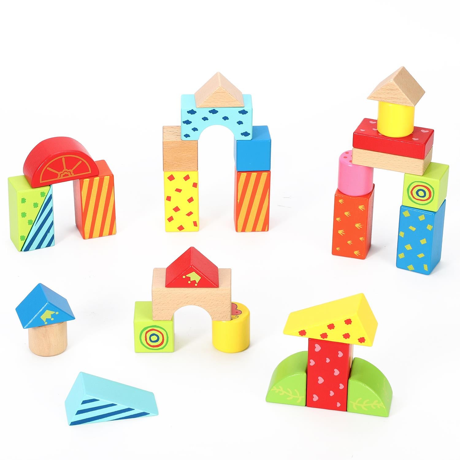 SOKA Play Imagine Learn Walkie Walkie Walker with 30 Colourful Wooden Blocks and 4 Non-Slip Rimmed Wheels