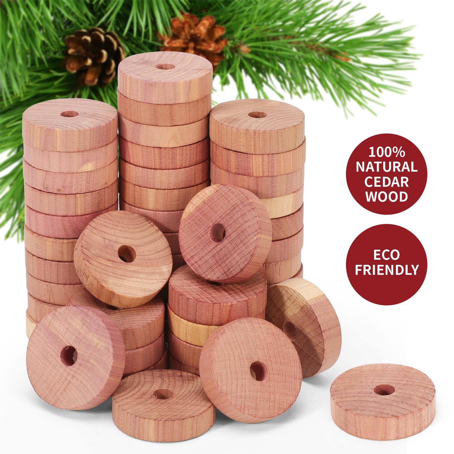 Vinsani 45 Pack 100% Natural Cedar Wood Cedar Rings for Storage