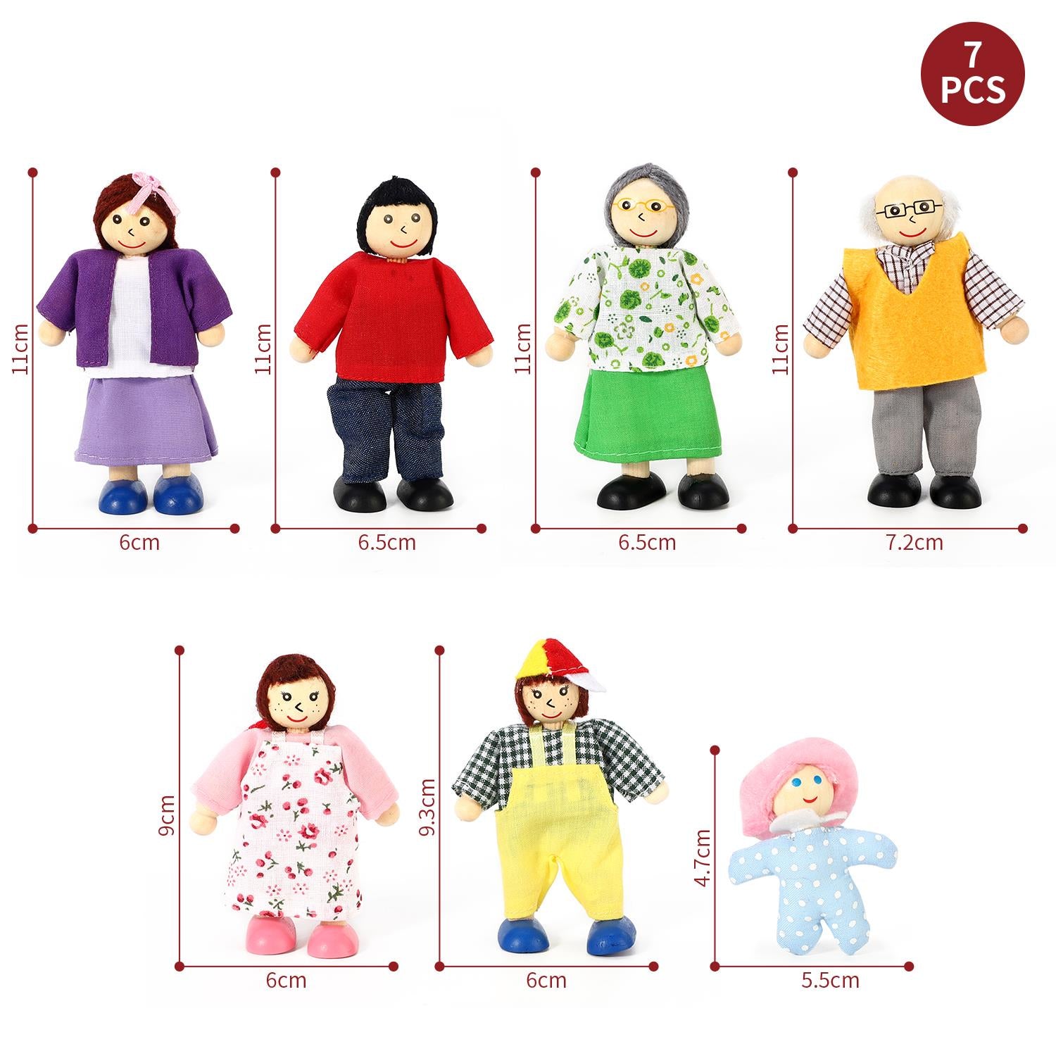 SOKA Happy Family 7-Piece Dollhouse Family Figure Set