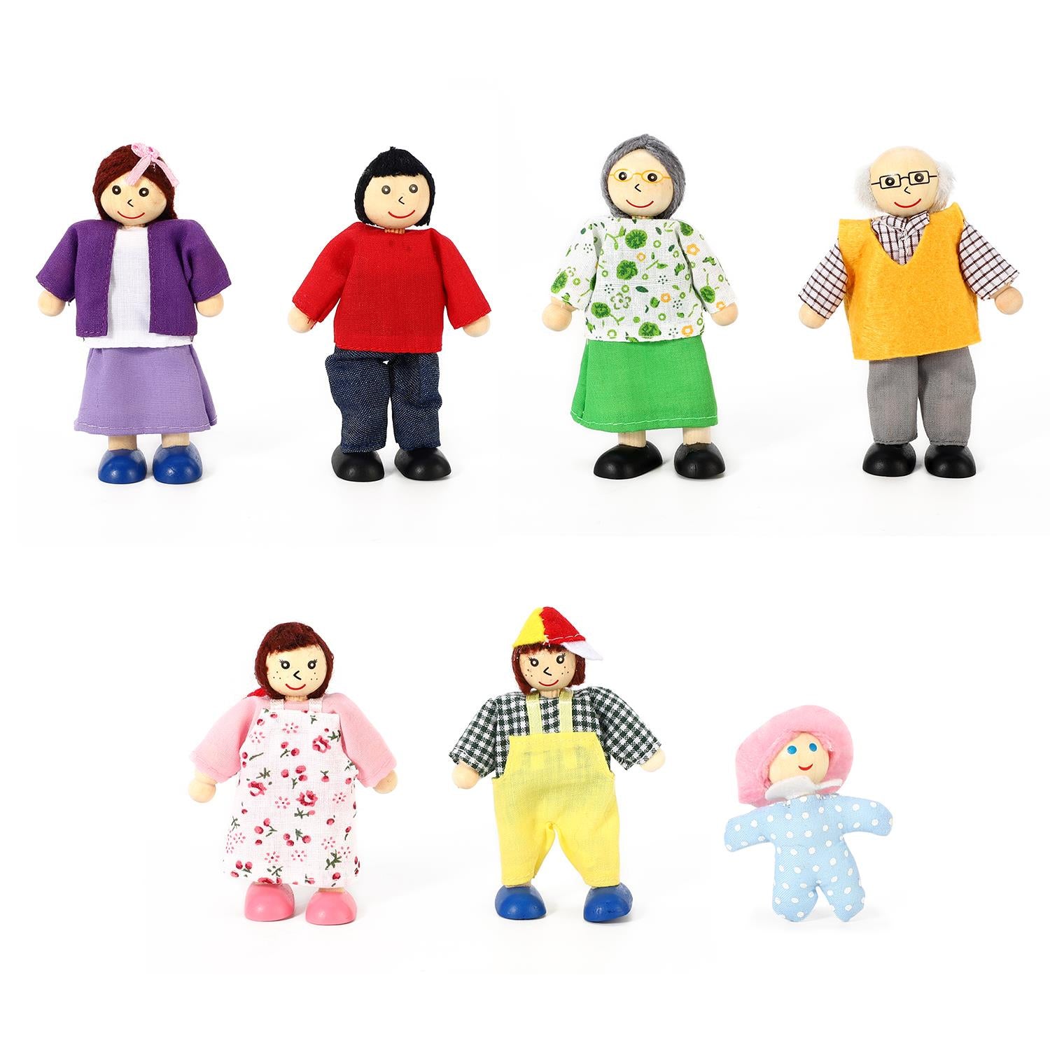 SOKA Happy Family 7-Piece Dollhouse Family Figure Set