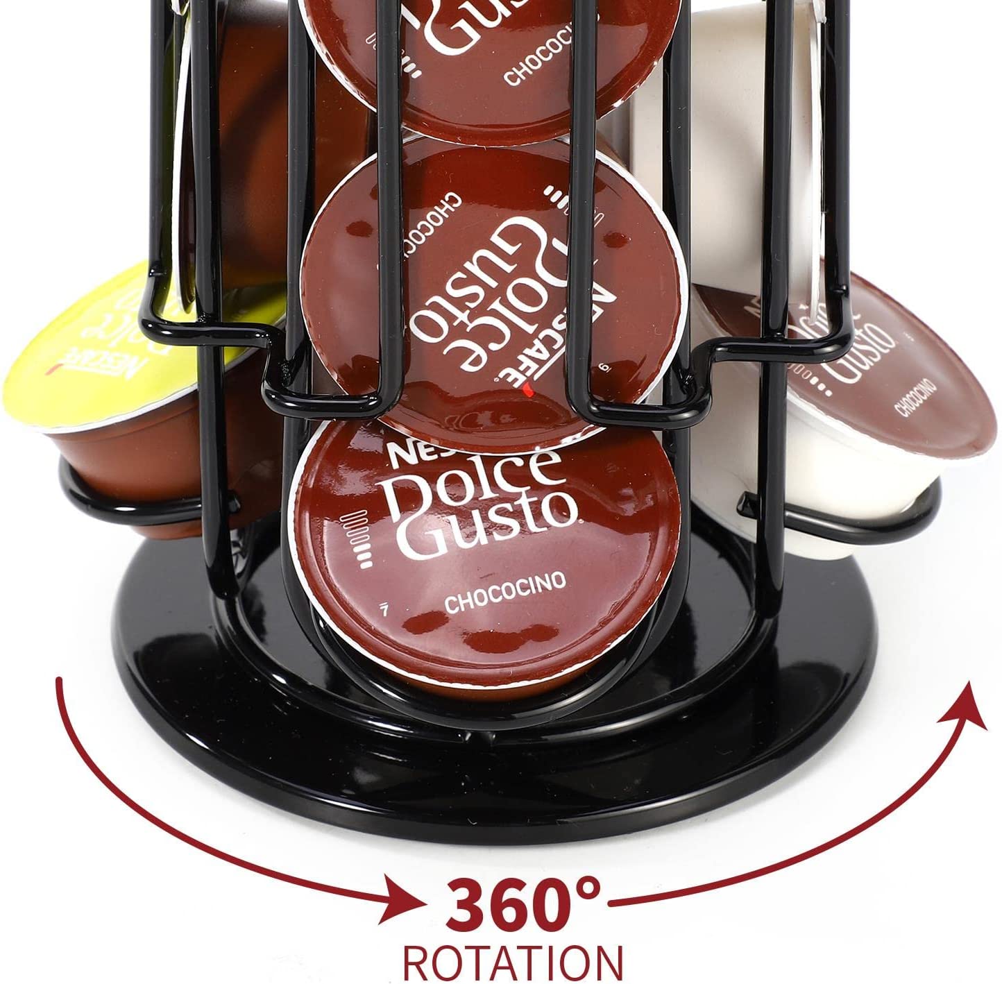 Vinsani 24 Pod Revolving Black Coffee Capsule Holder Stand for Dolce Gusto